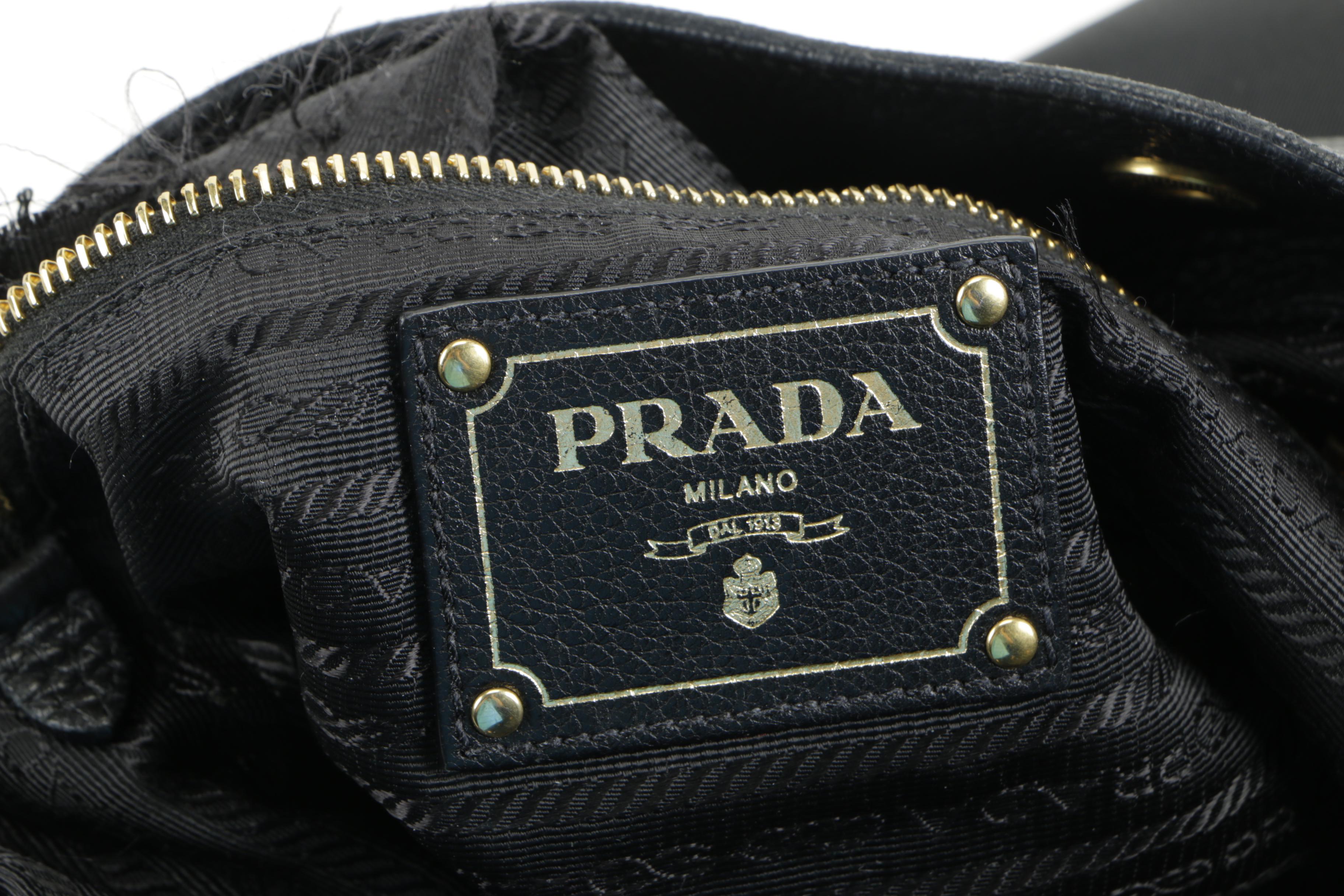 Prada Black Nylon and Leather Handbag