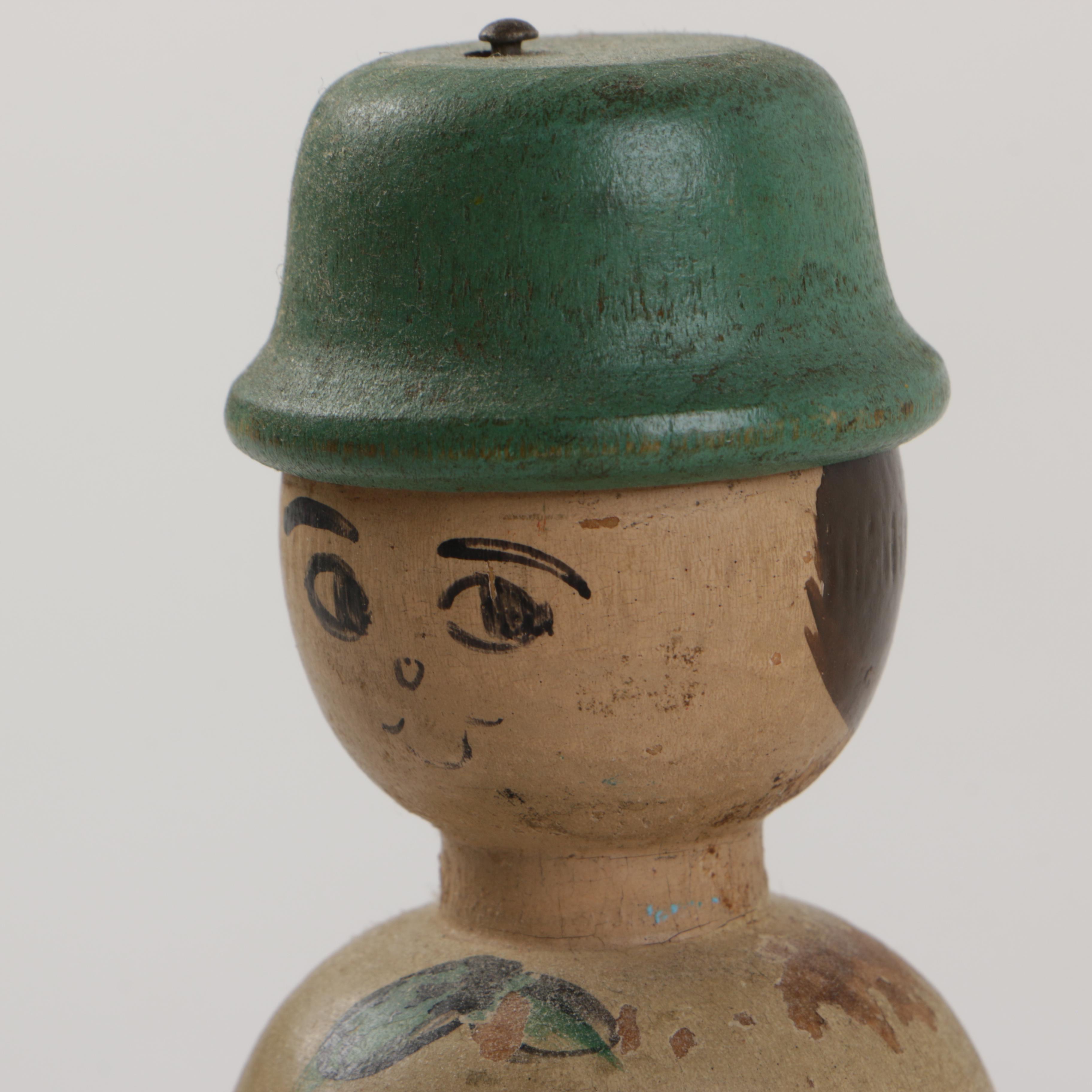 Vintage Painted Wood Salt and Pepper Shakers