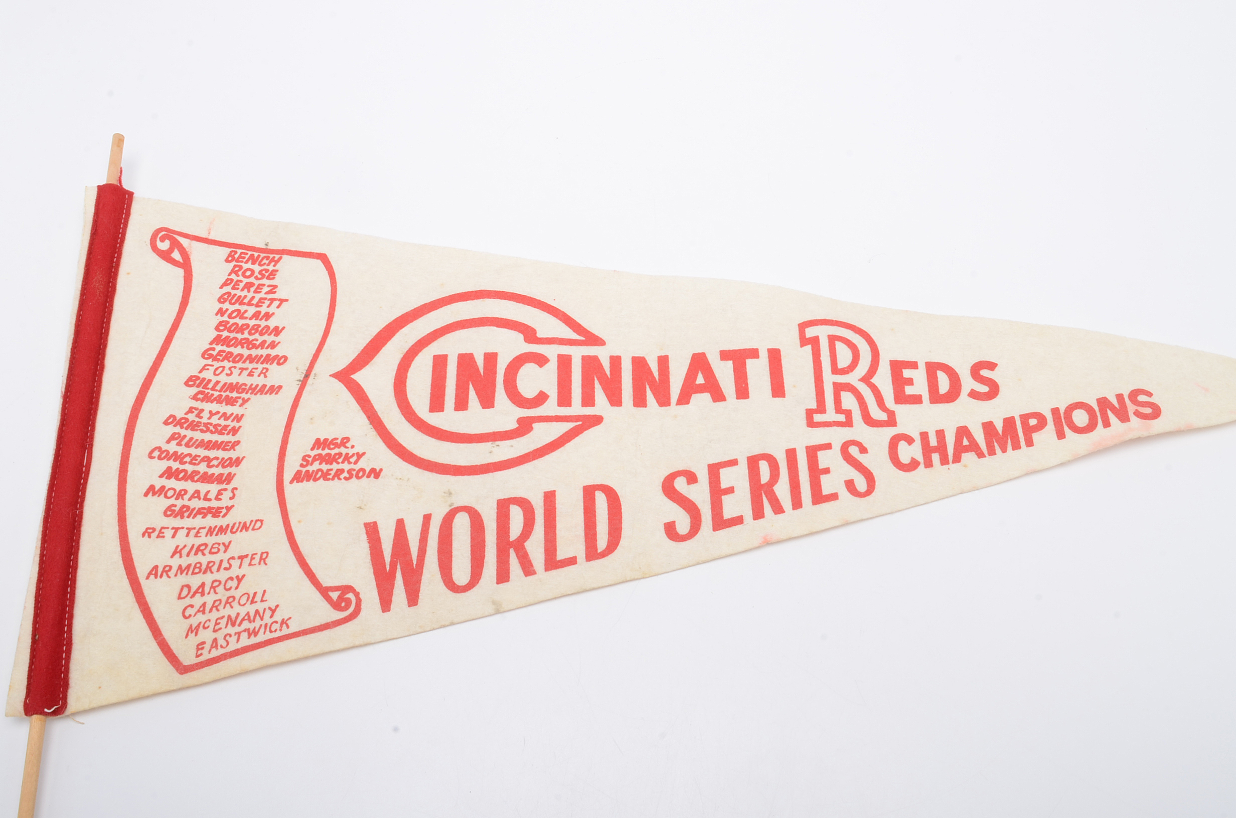 1975 Reds "World Champs" Scroll Team Pennant and Yearbook