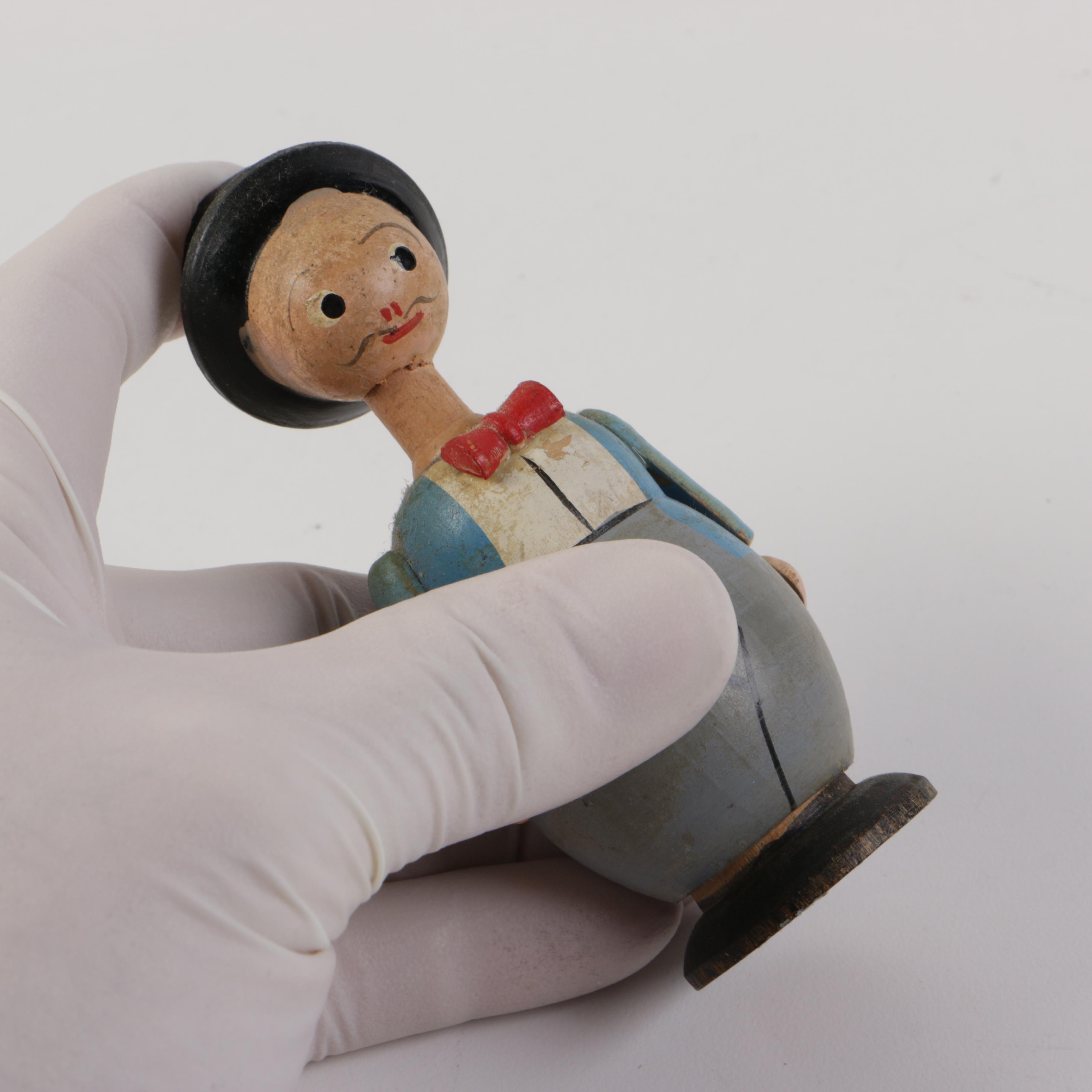 Vintage Painted Wood Salt and Pepper Shakers