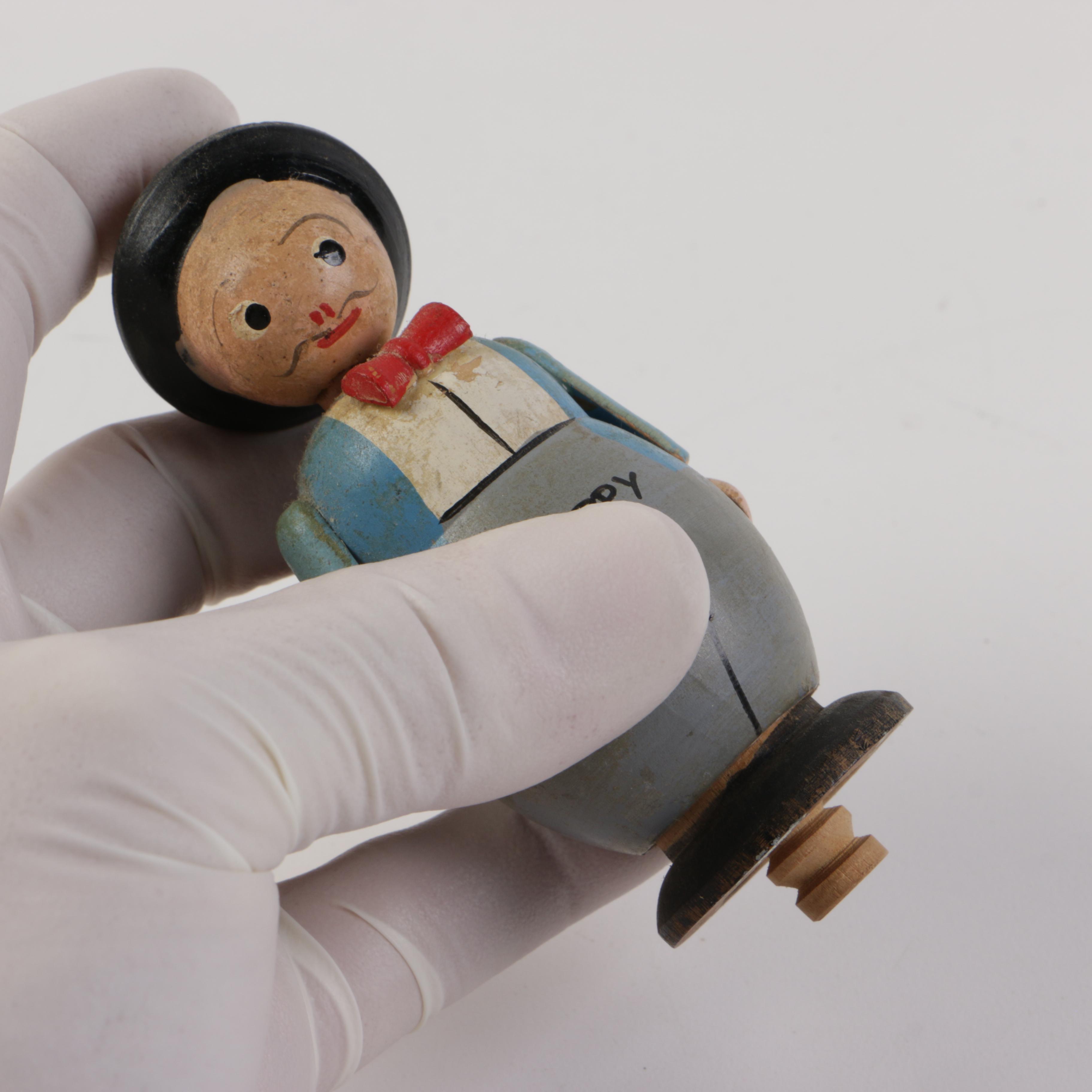 Vintage Painted Wood Salt and Pepper Shakers