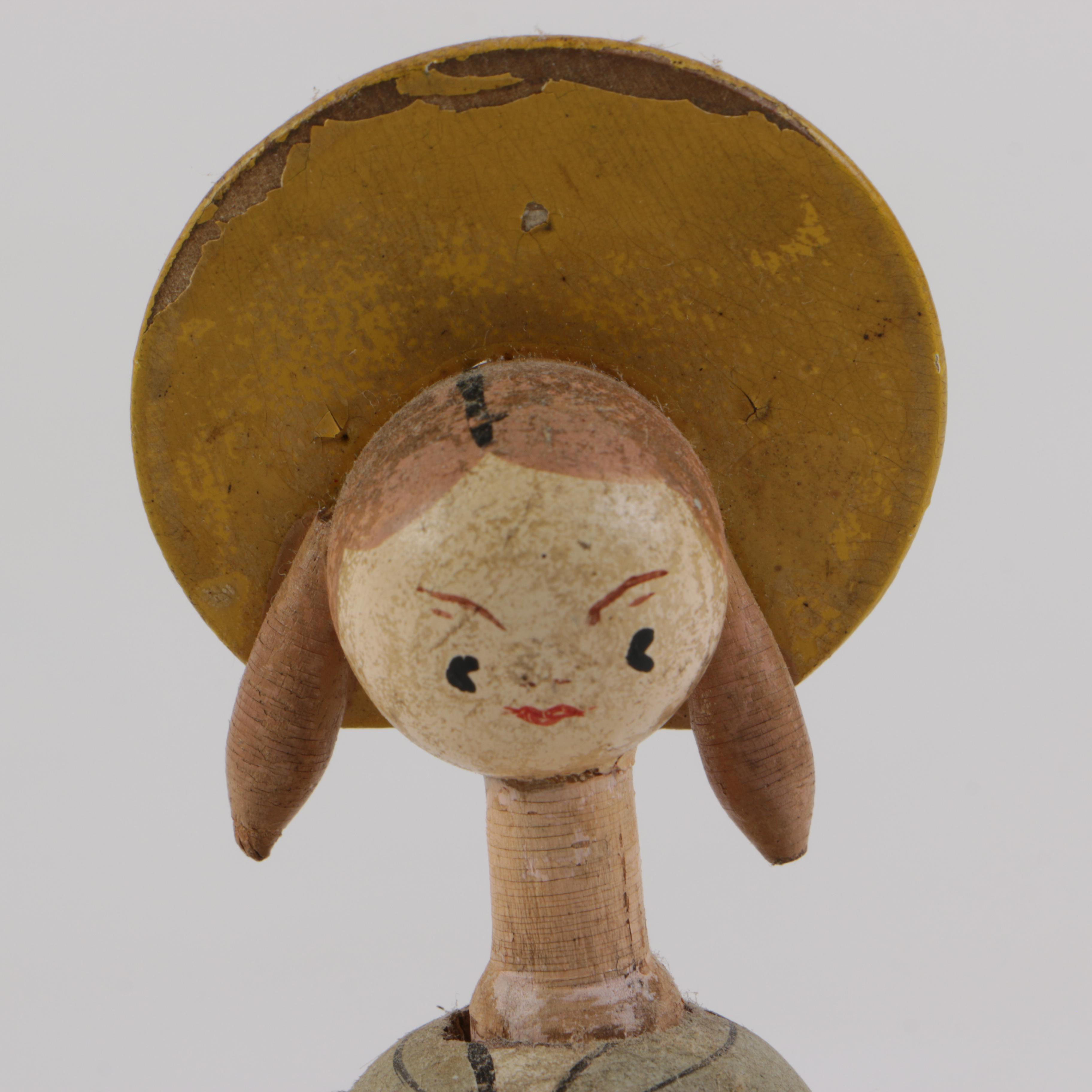 Vintage Painted Wood Salt and Pepper Shakers