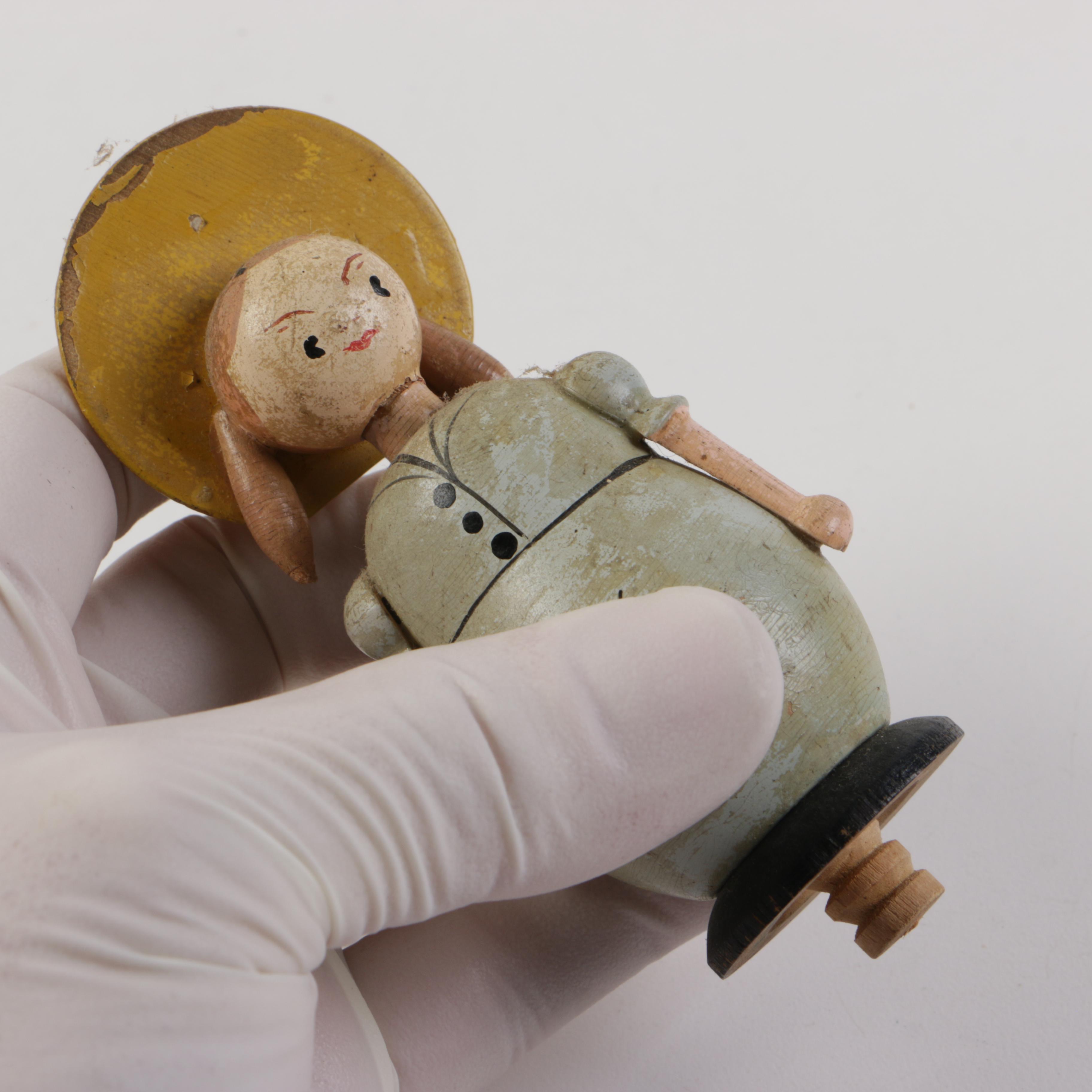 Vintage Painted Wood Salt and Pepper Shakers