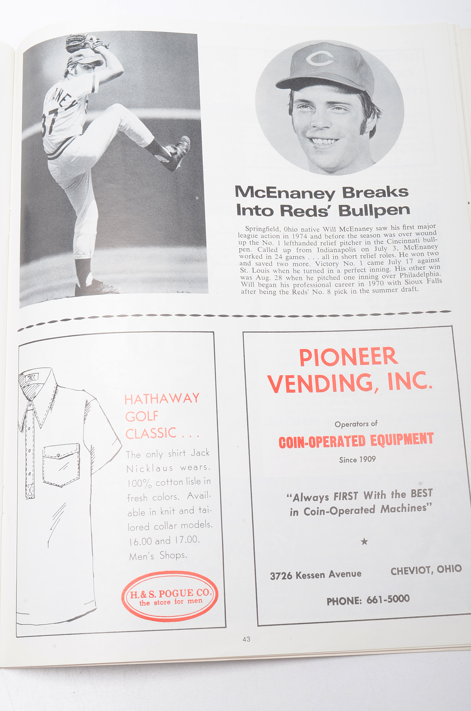 1975 Reds "World Champs" Scroll Team Pennant and Yearbook