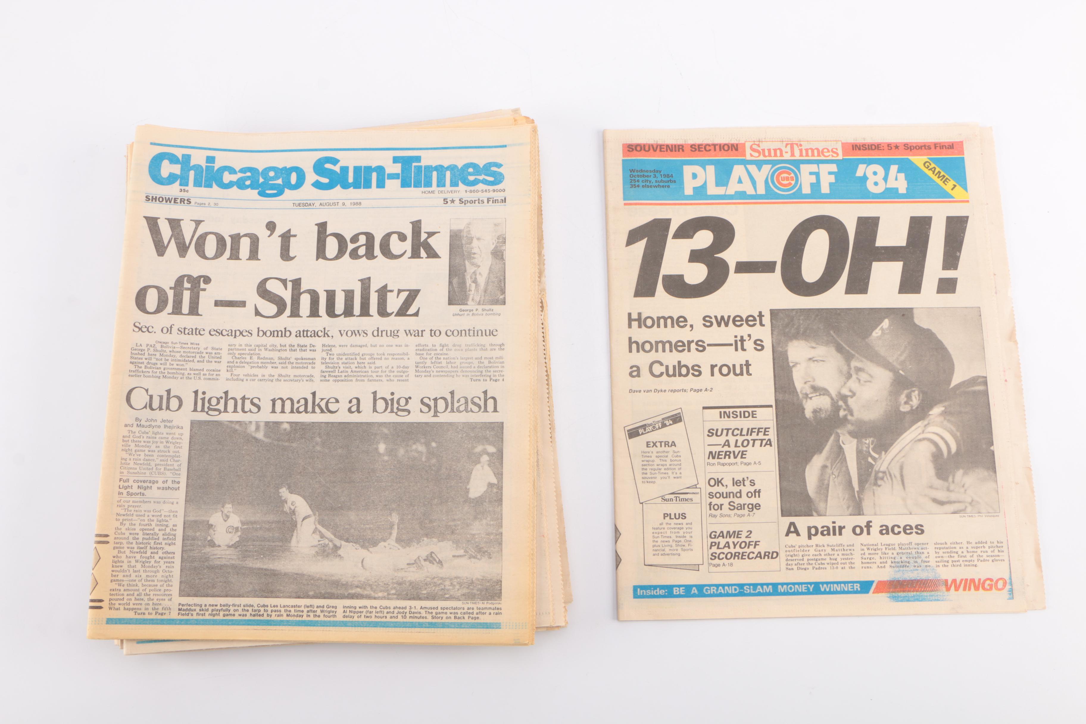 "Chicago Sun-Times" Featuring Chicago Cubs 1984 Playoffs