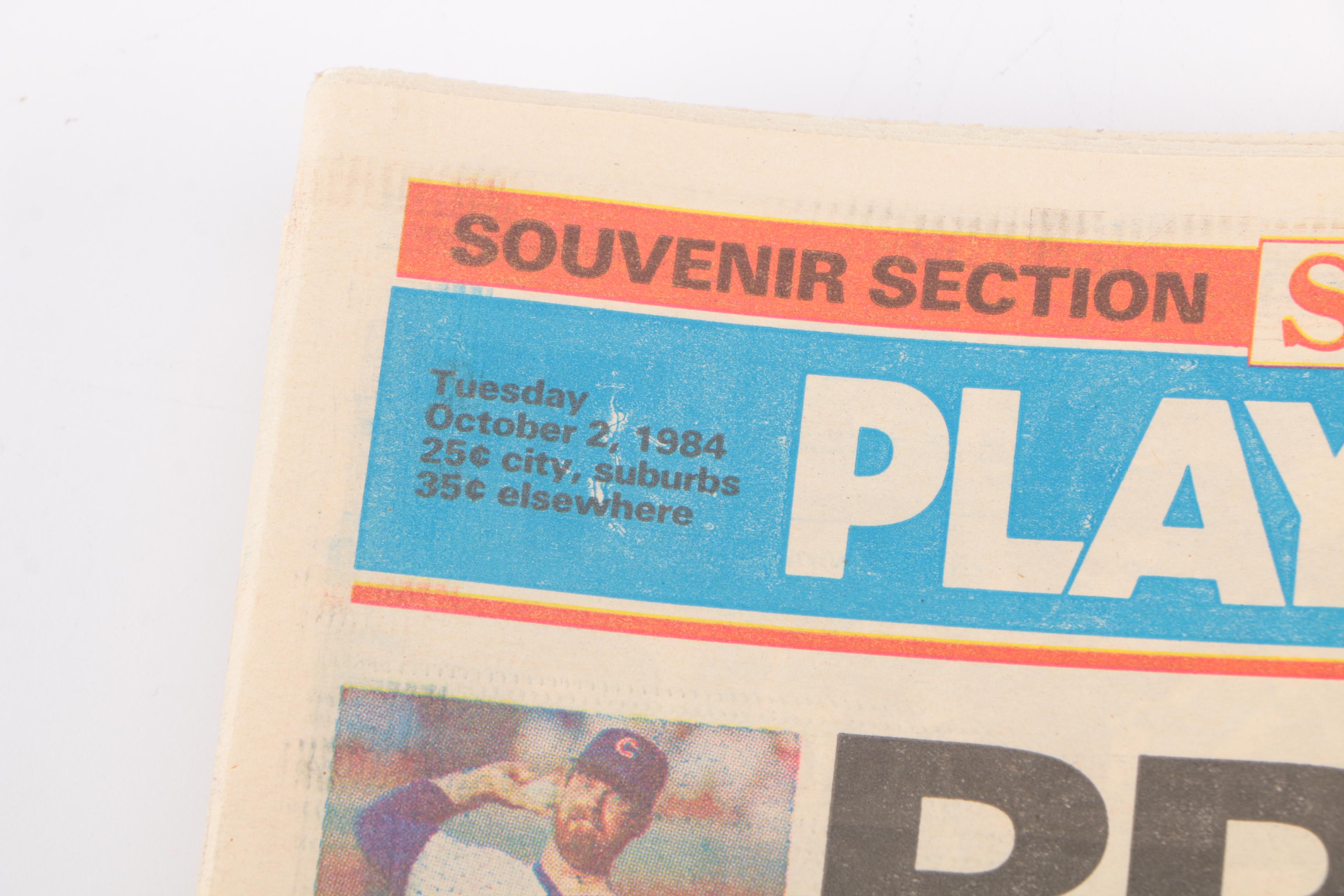 "Chicago Sun-Times" Featuring Chicago Cubs 1984 Playoffs