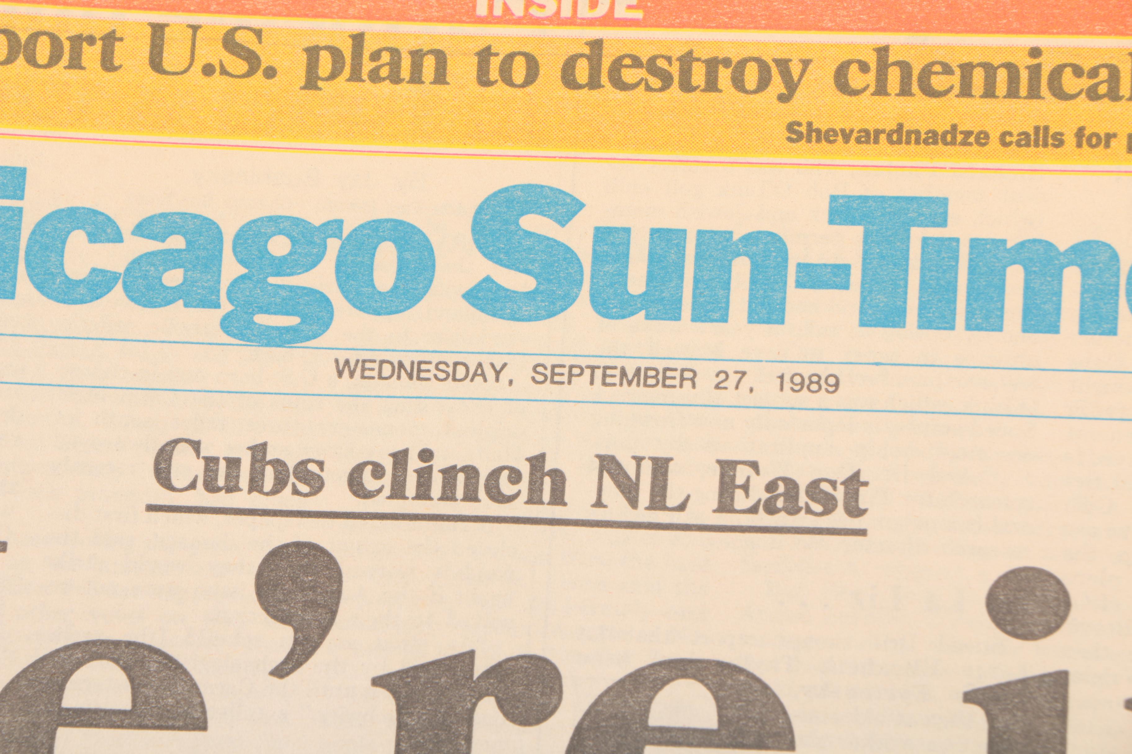 "Chicago Sun-Times" Featuring Chicago Cubs 1984 Playoffs