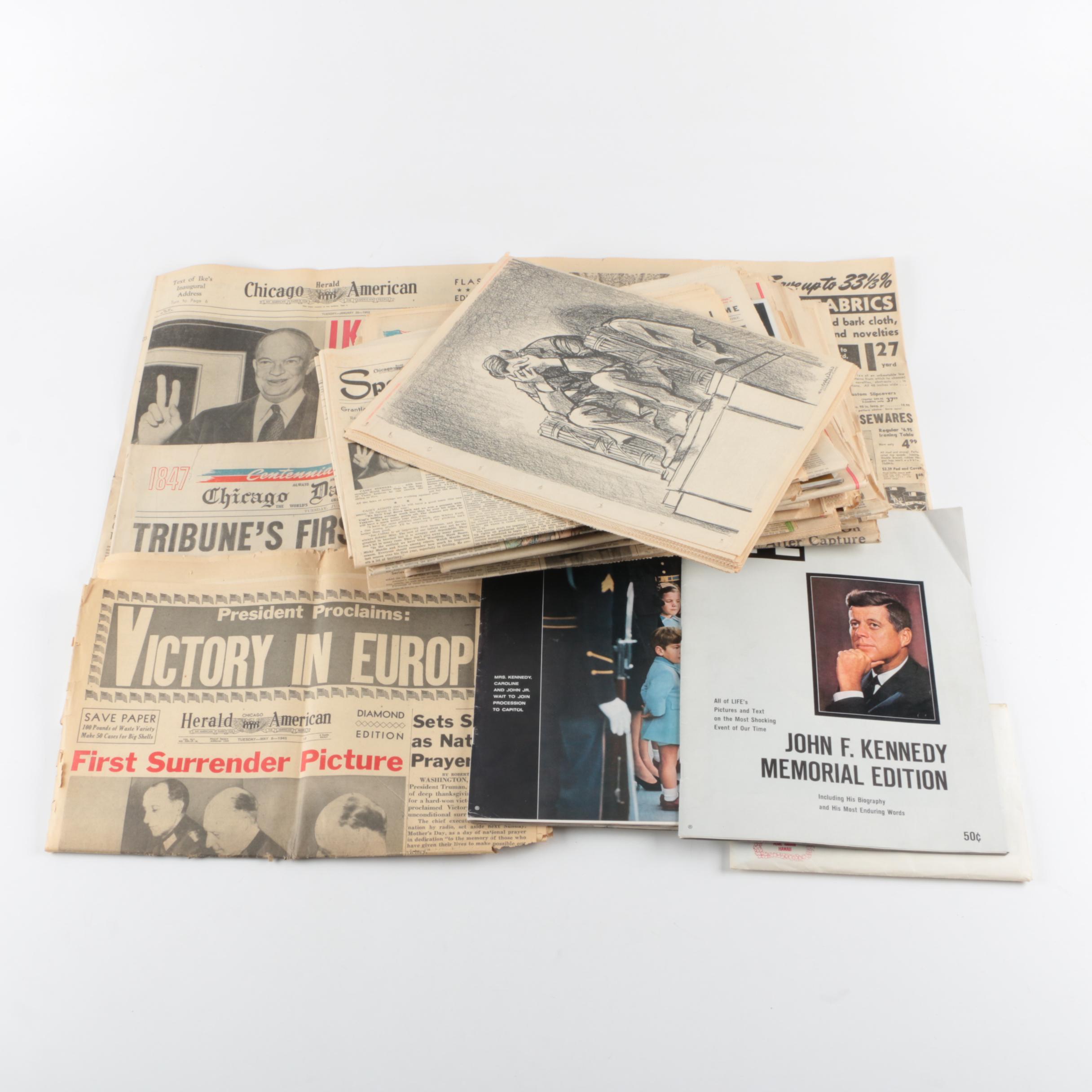 Assorted Vintage Newspapers and Magazines