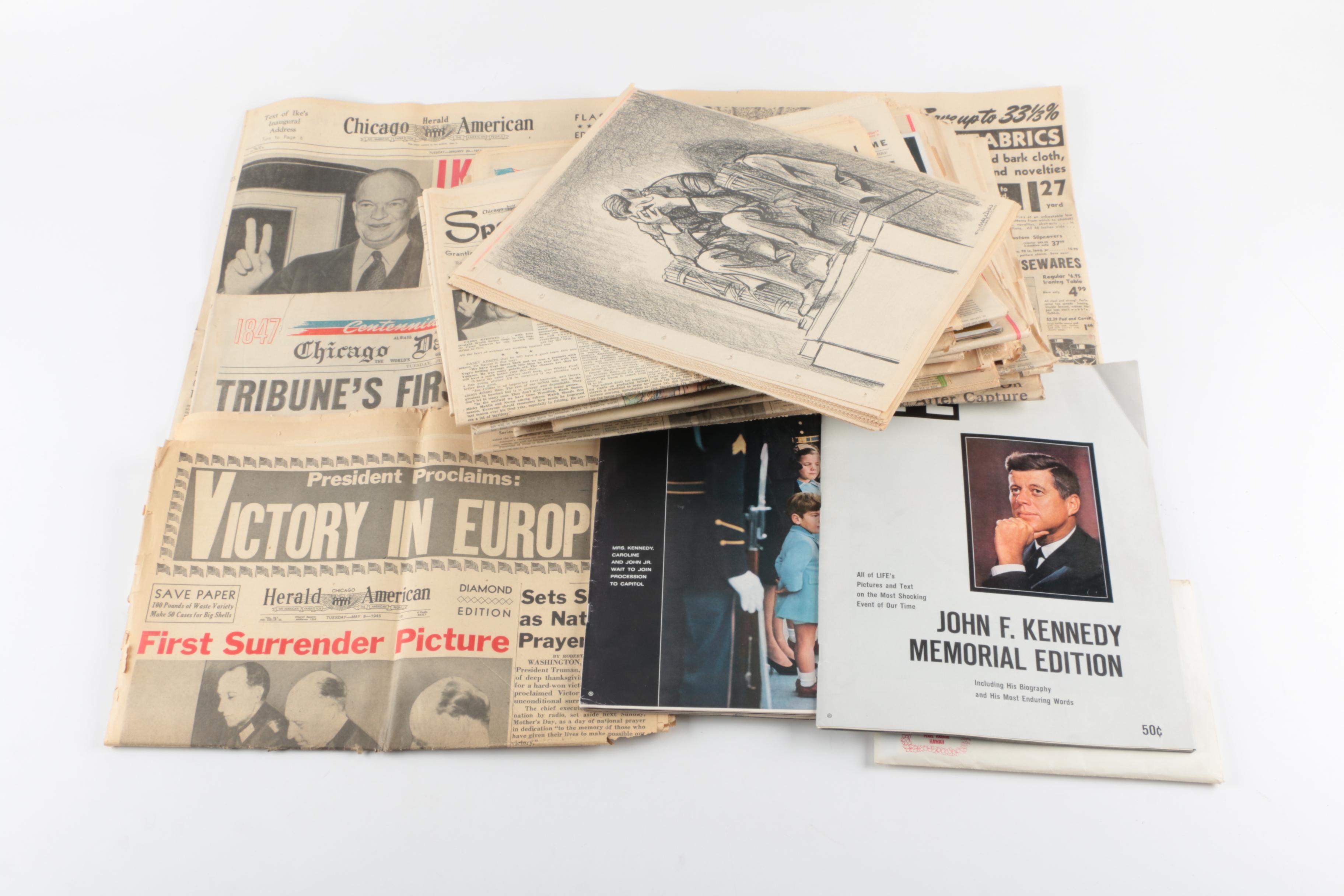 Assorted Vintage Newspapers and Magazines