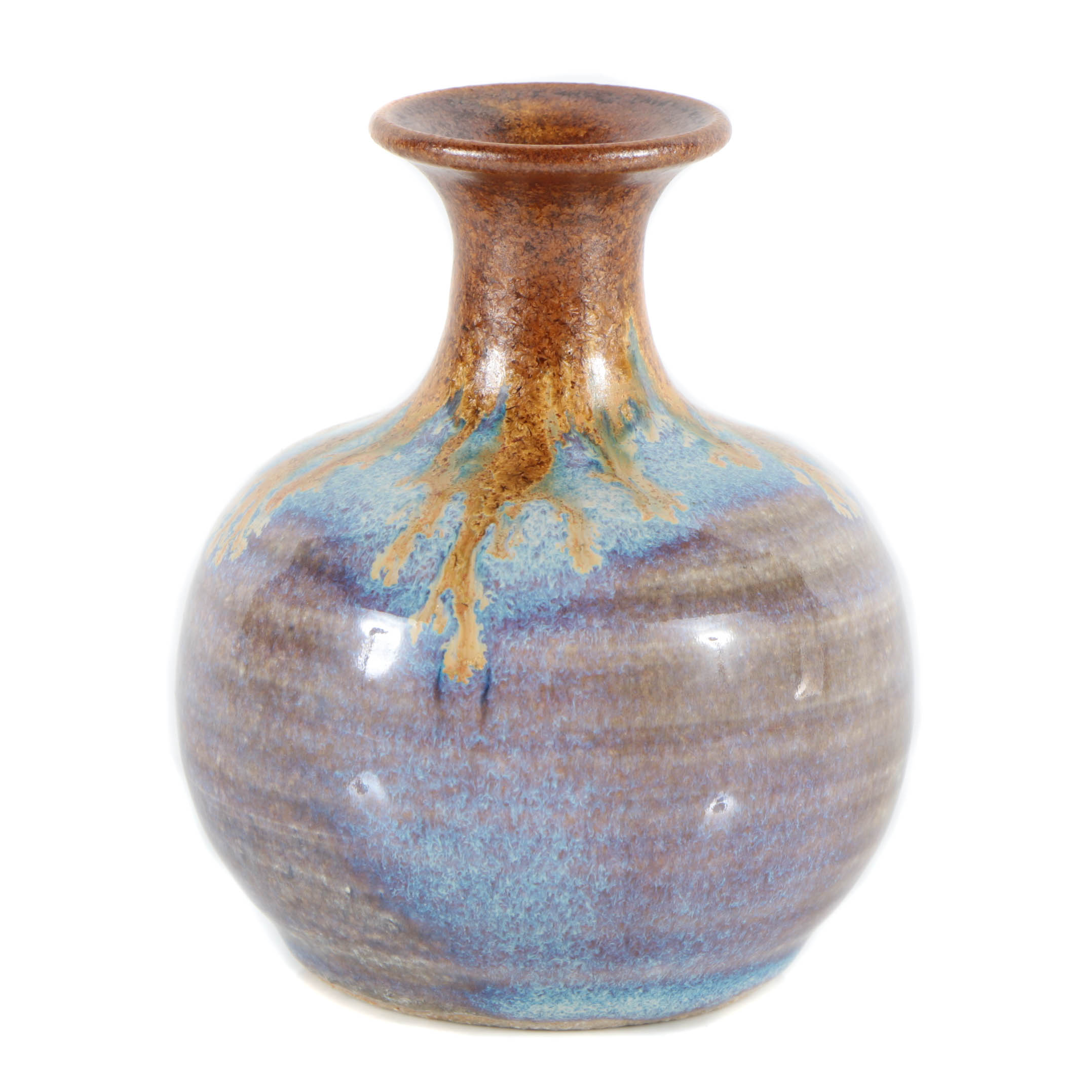 Pigeon Forge Pottery Cabinet Vase in a Brown and Purple Glaze