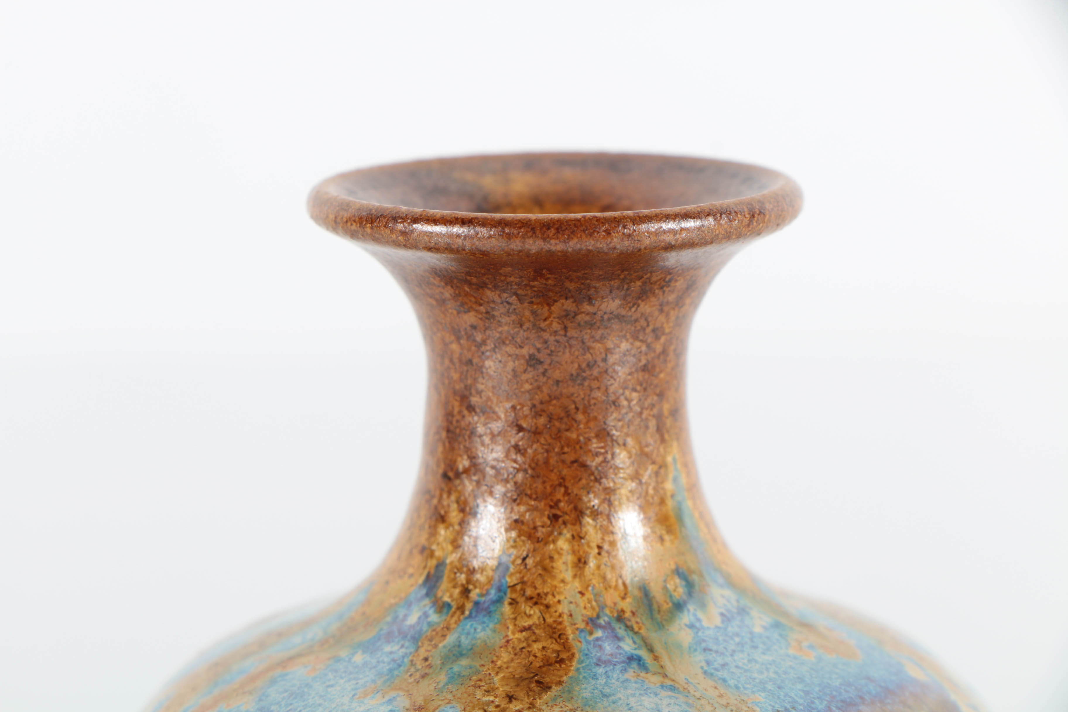 Pigeon Forge Pottery Cabinet Vase in a Brown and Purple Glaze