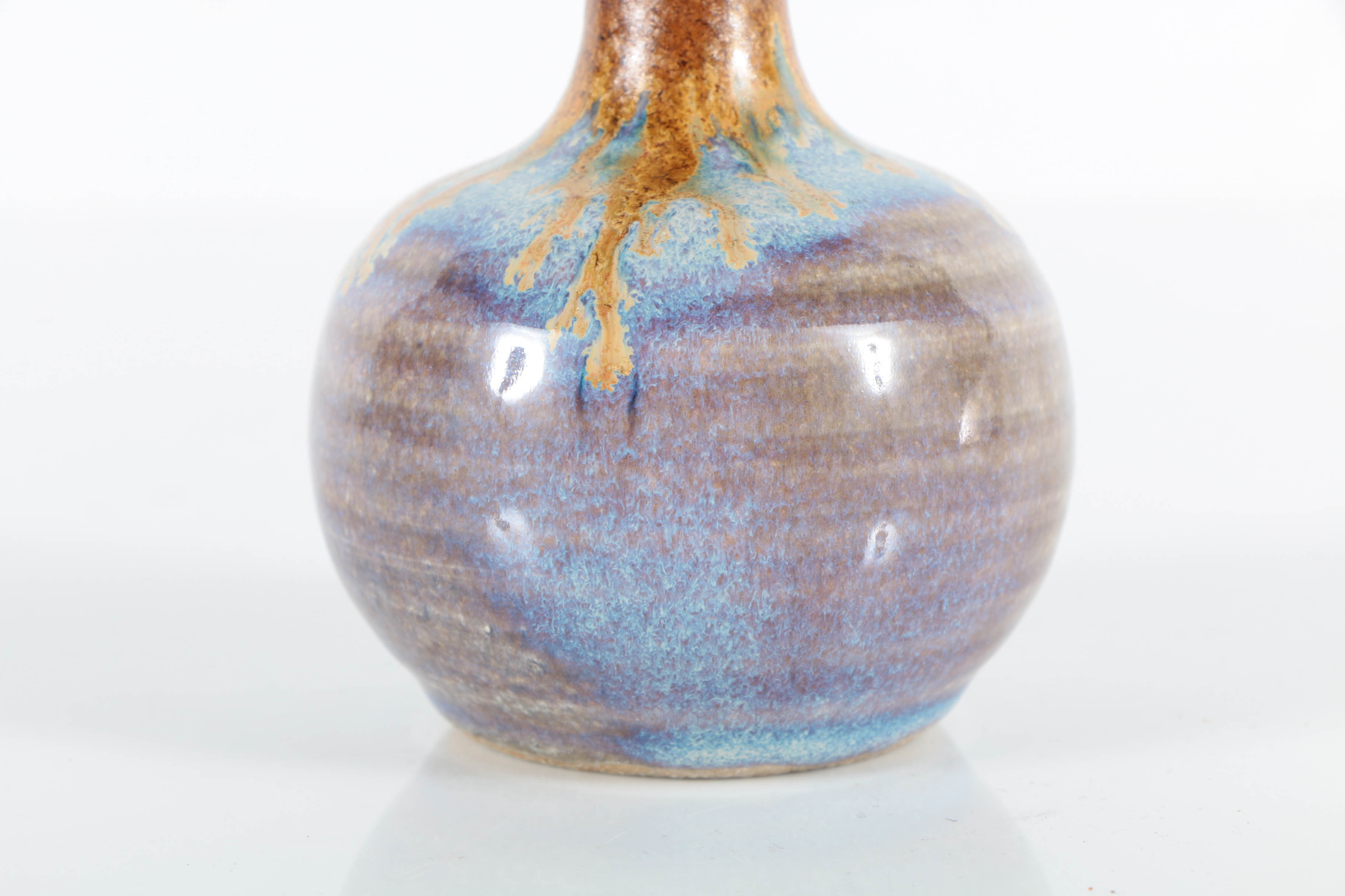 Pigeon Forge Pottery Cabinet Vase in a Brown and Purple Glaze