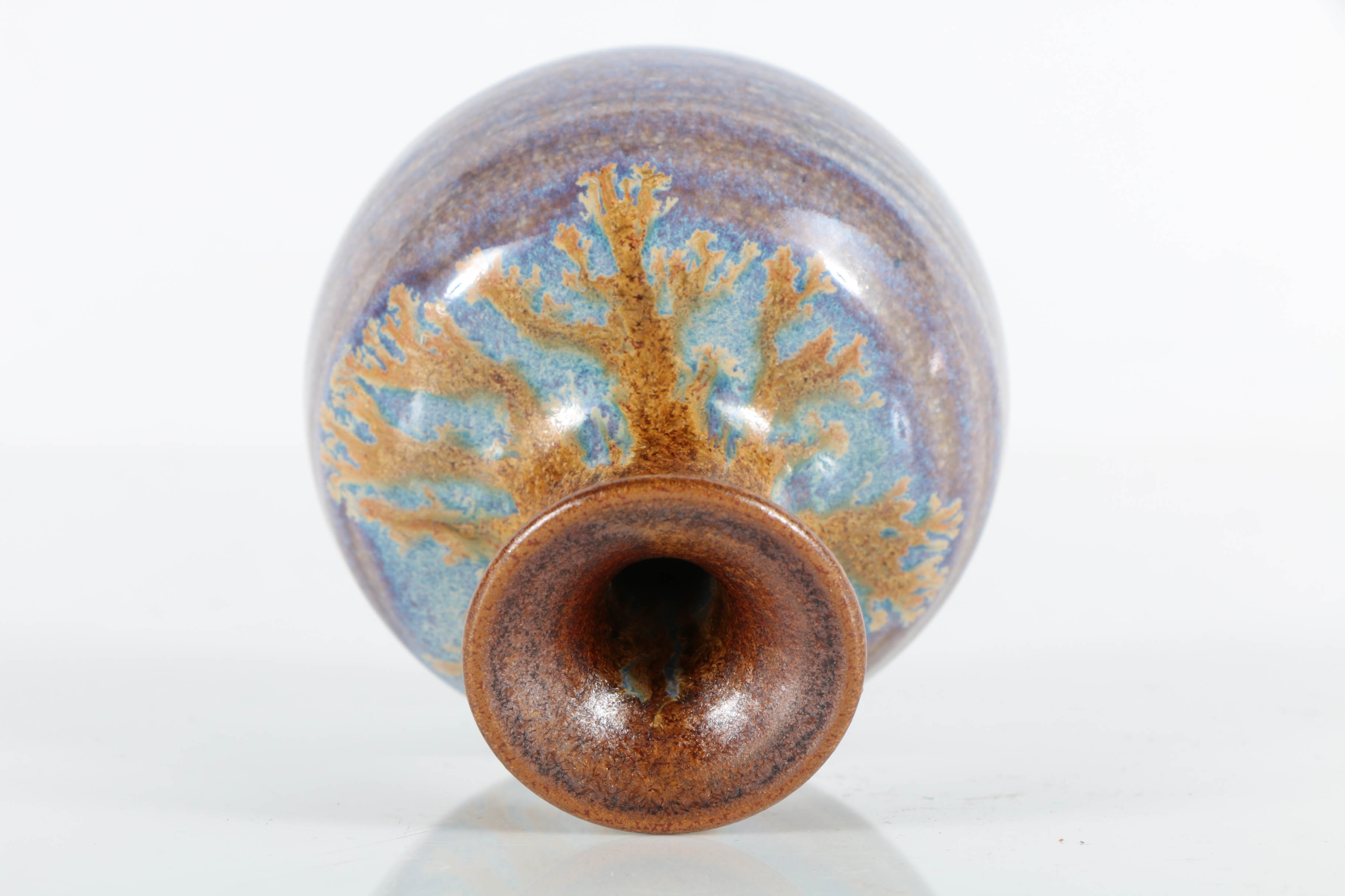 Pigeon Forge Pottery Cabinet Vase in a Brown and Purple Glaze