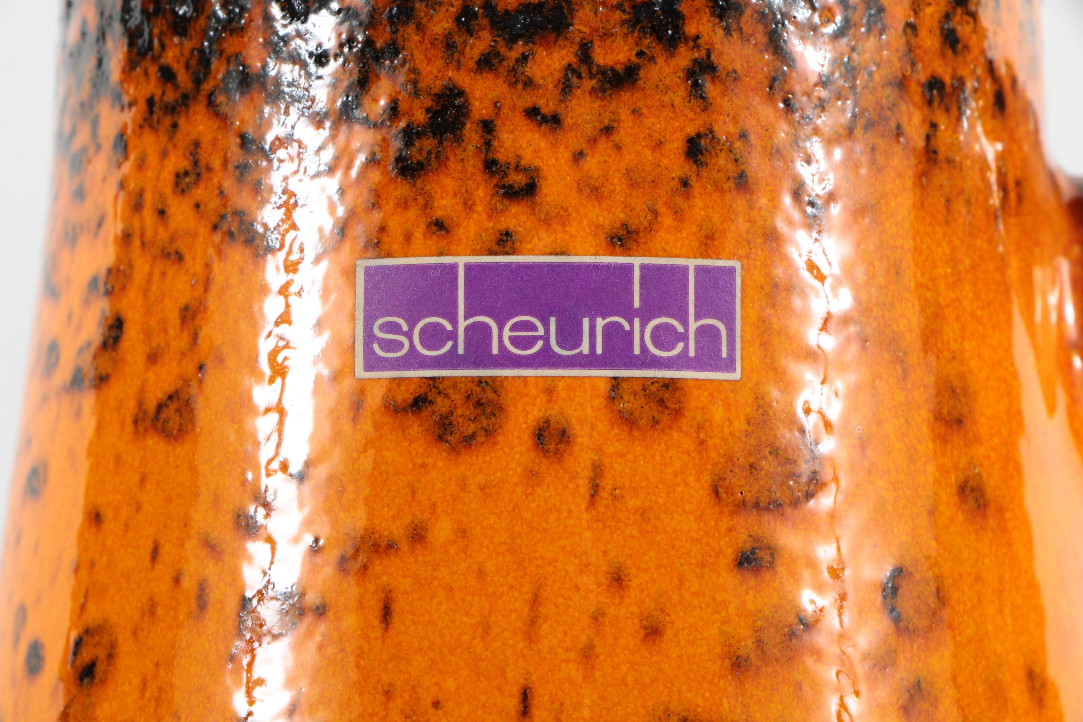 Scheurich Orange Fat Lava Floor Vase