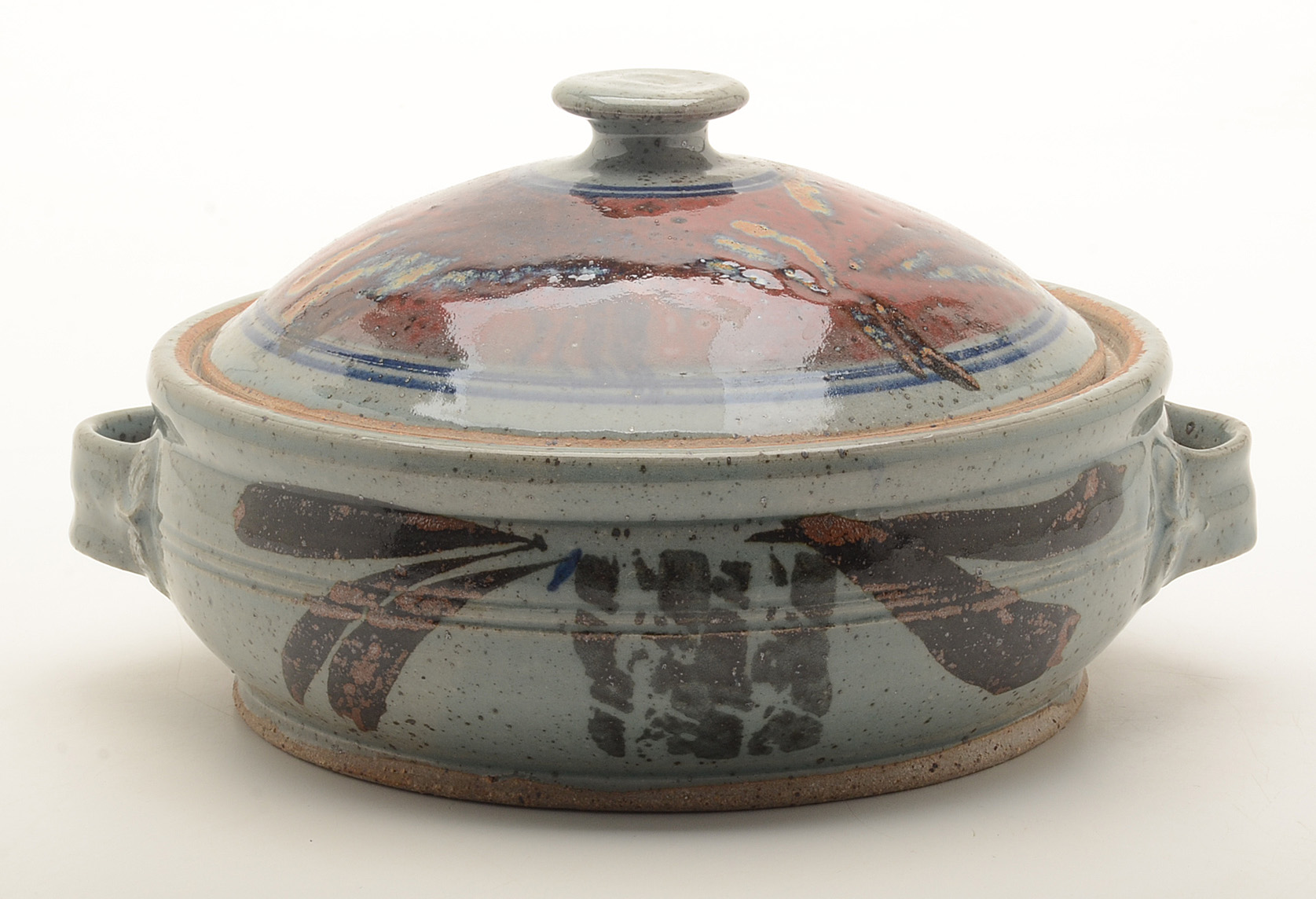 Artist Signed Hand Thrown Stoneware Casserole and  Jardiniere