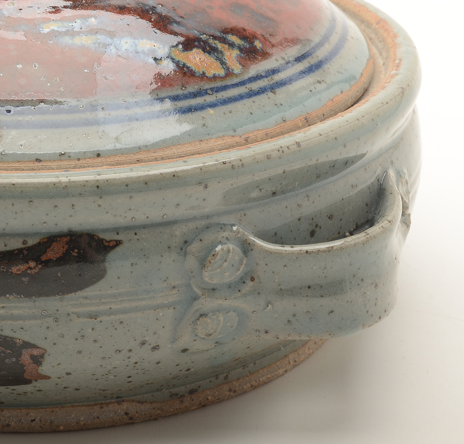 Artist Signed Hand Thrown Stoneware Casserole and  Jardiniere