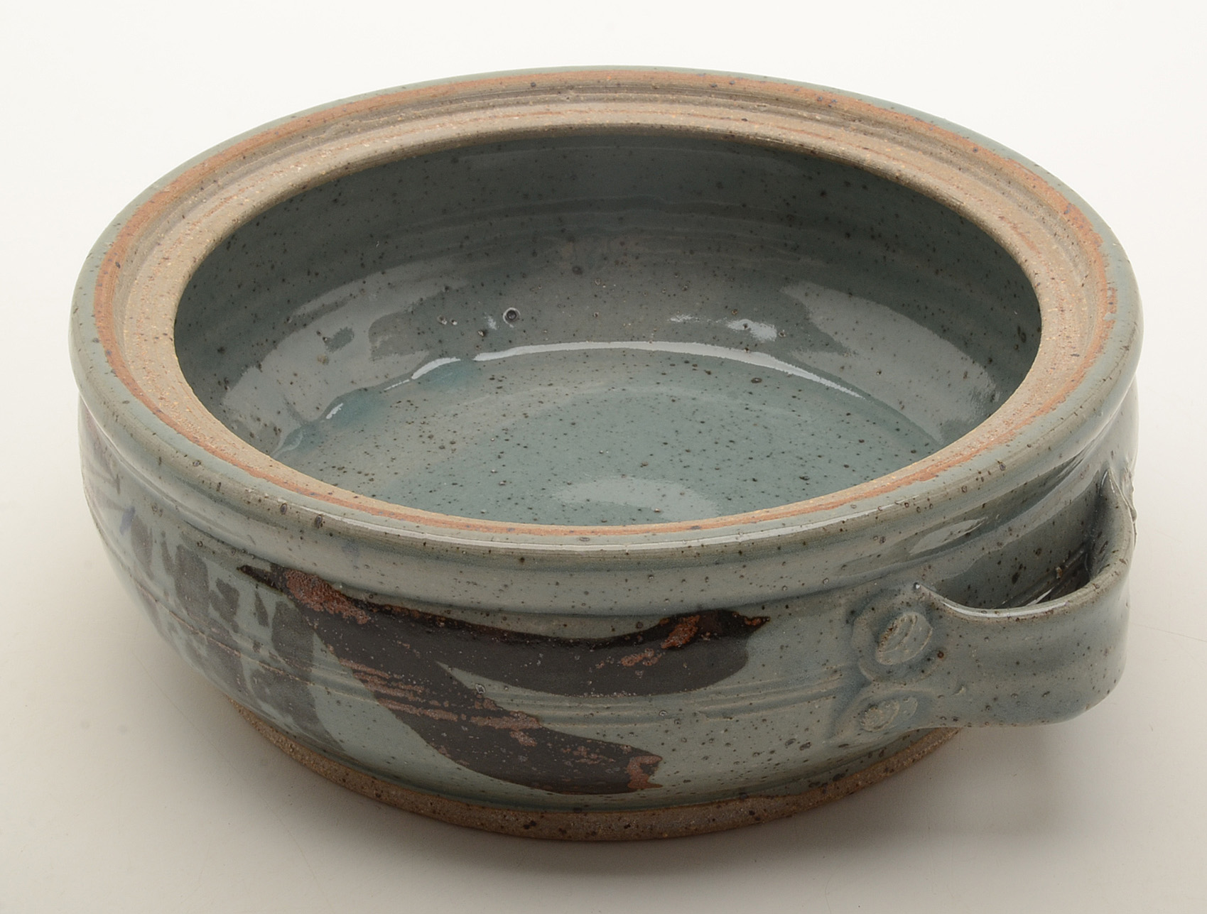 Artist Signed Hand Thrown Stoneware Casserole and  Jardiniere