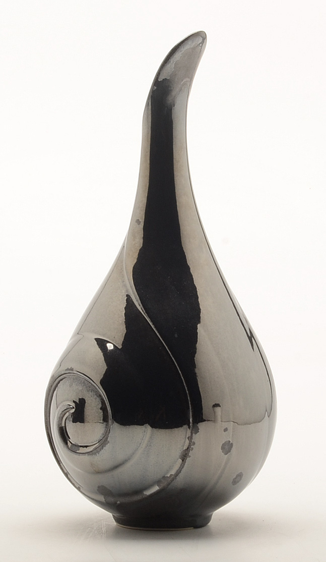 Contemporary Rookwood Art Pottery Chrome Crystalline Fluted Vase