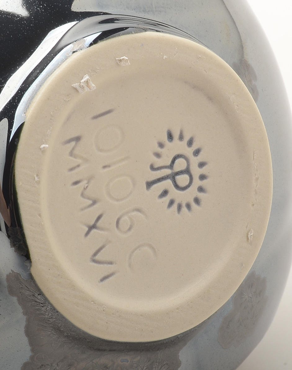 Contemporary Rookwood Art Pottery Chrome Crystalline Fluted Vase