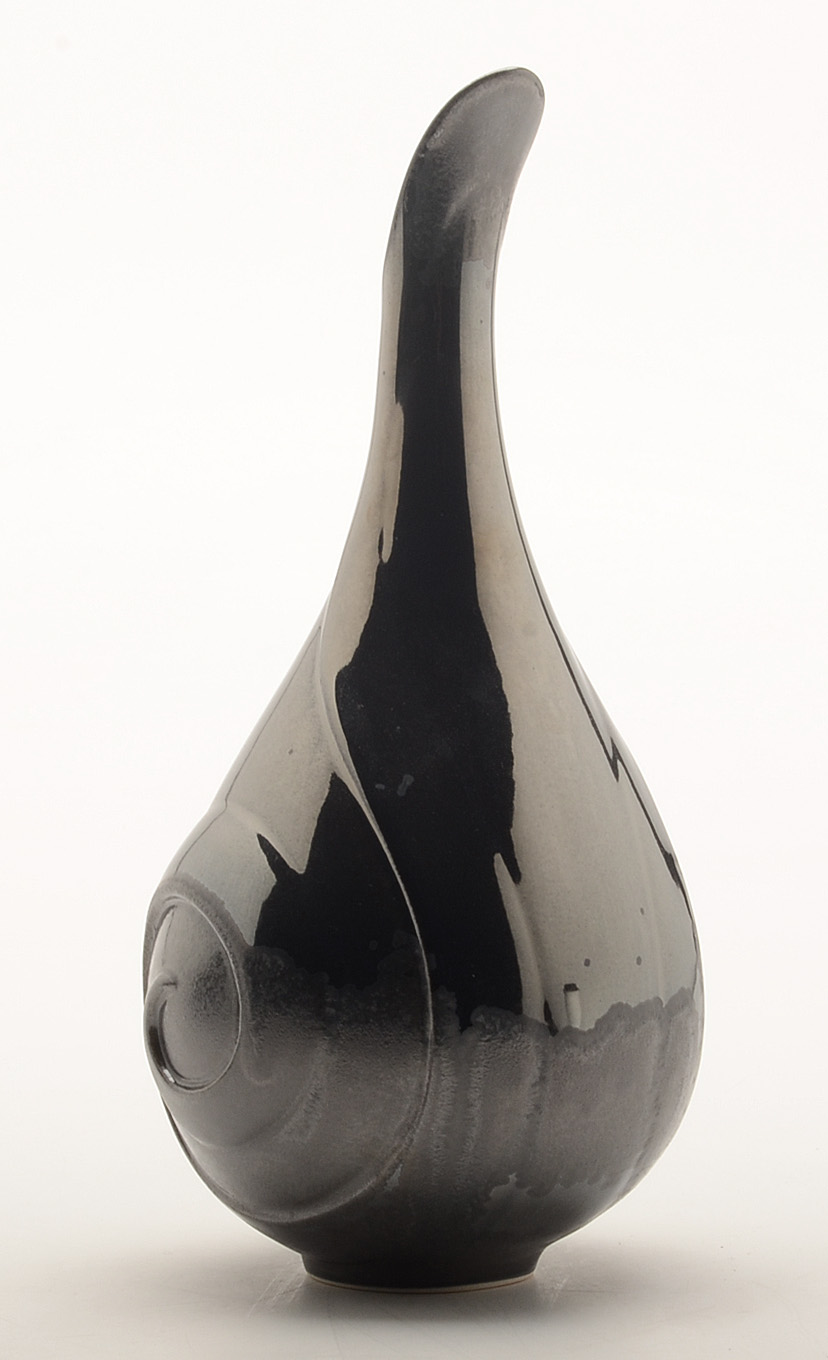 Contemporary Rookwood Art Pottery Chrome Crystalline Fluted Vase