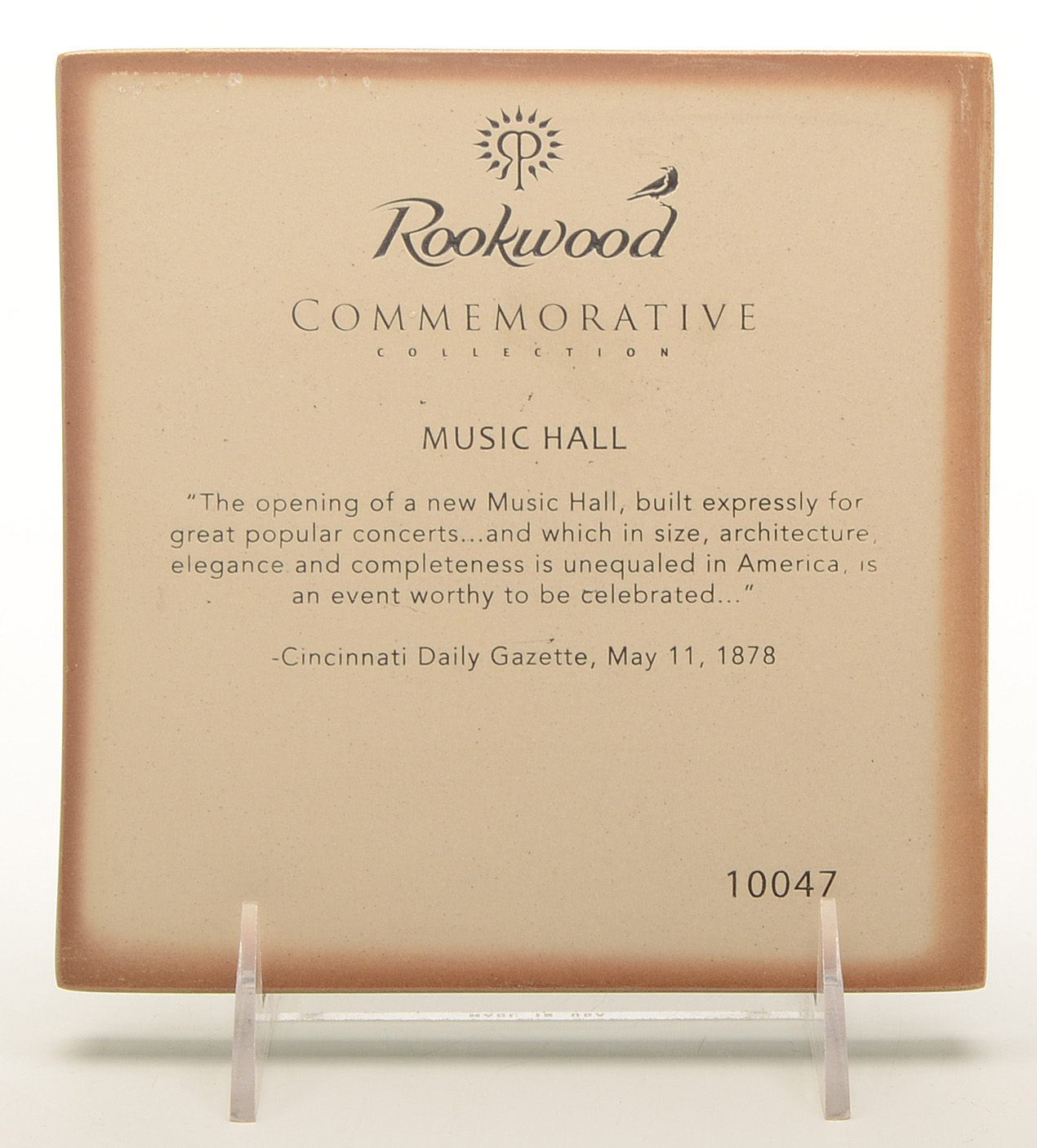 Rookwood Art Pottery Cincinnati Music Hall Tile