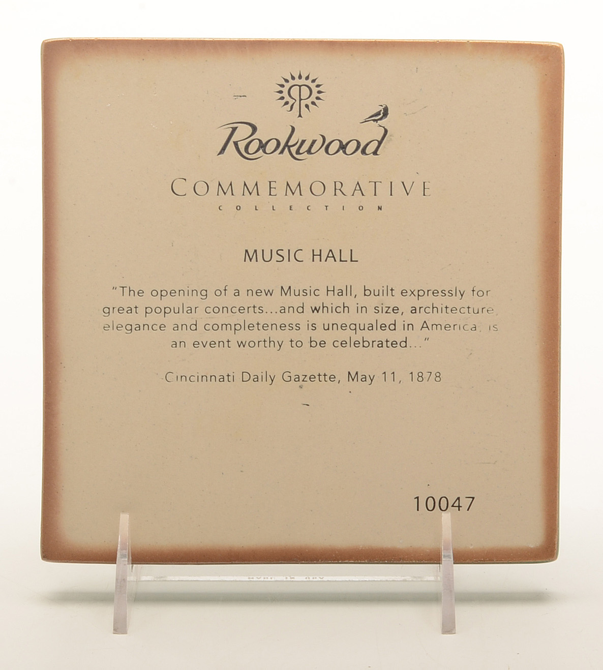 Rookwood Art Pottery Cincinnati Music Hall Tile