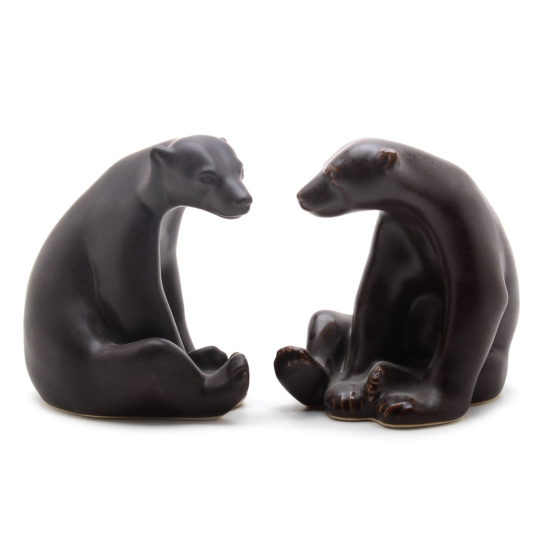 Pair of Rookwood Art Pottery "Abel Bear" Beatnik Figurines
