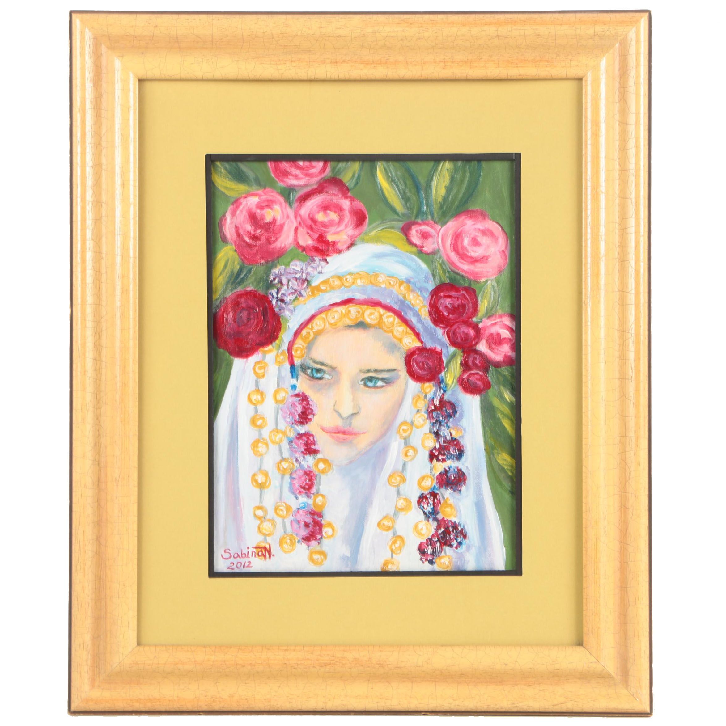 Sabina N. Oil Painting on Canvas Board of Portrait