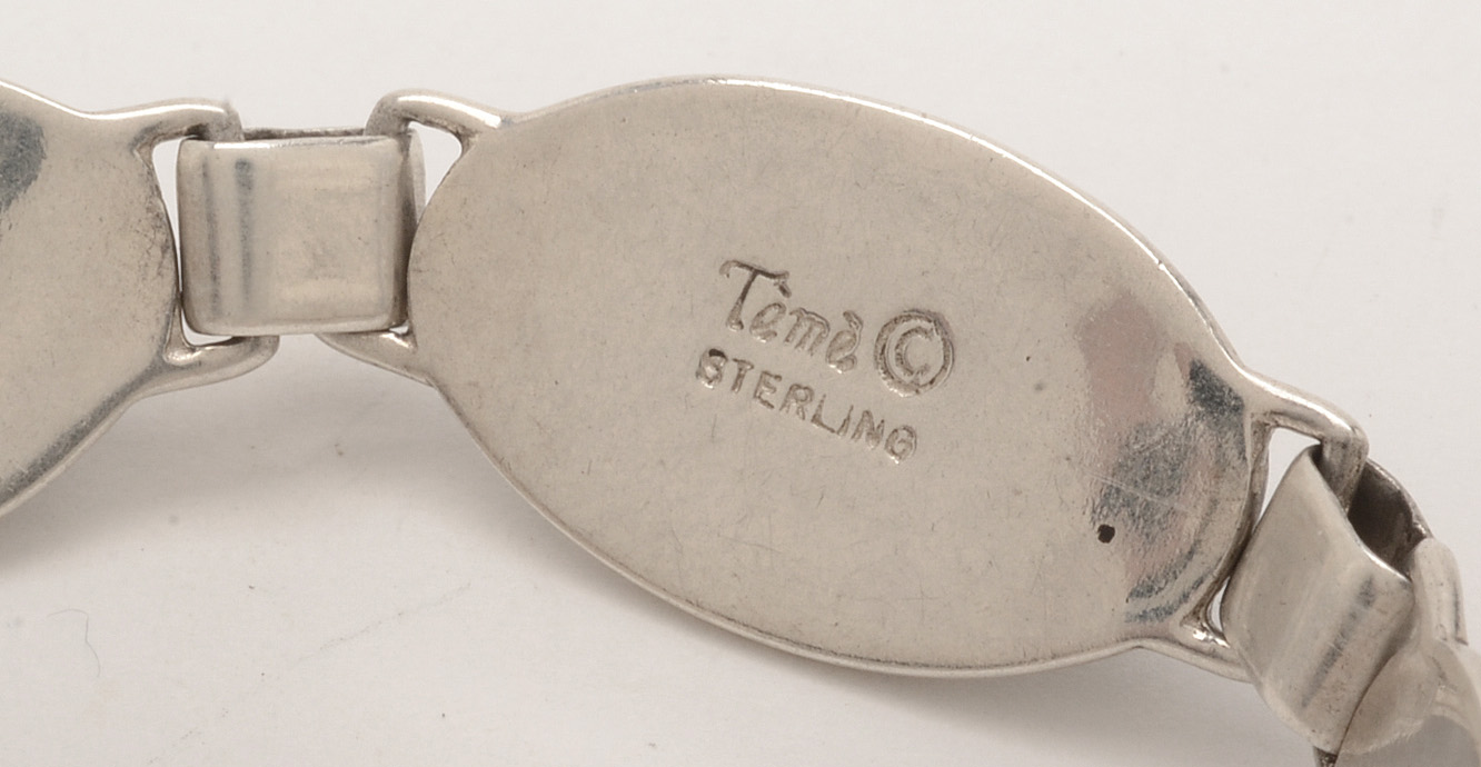 Vintage Native American Sterling Silver and Denim Lapis Inlaid Bracelet