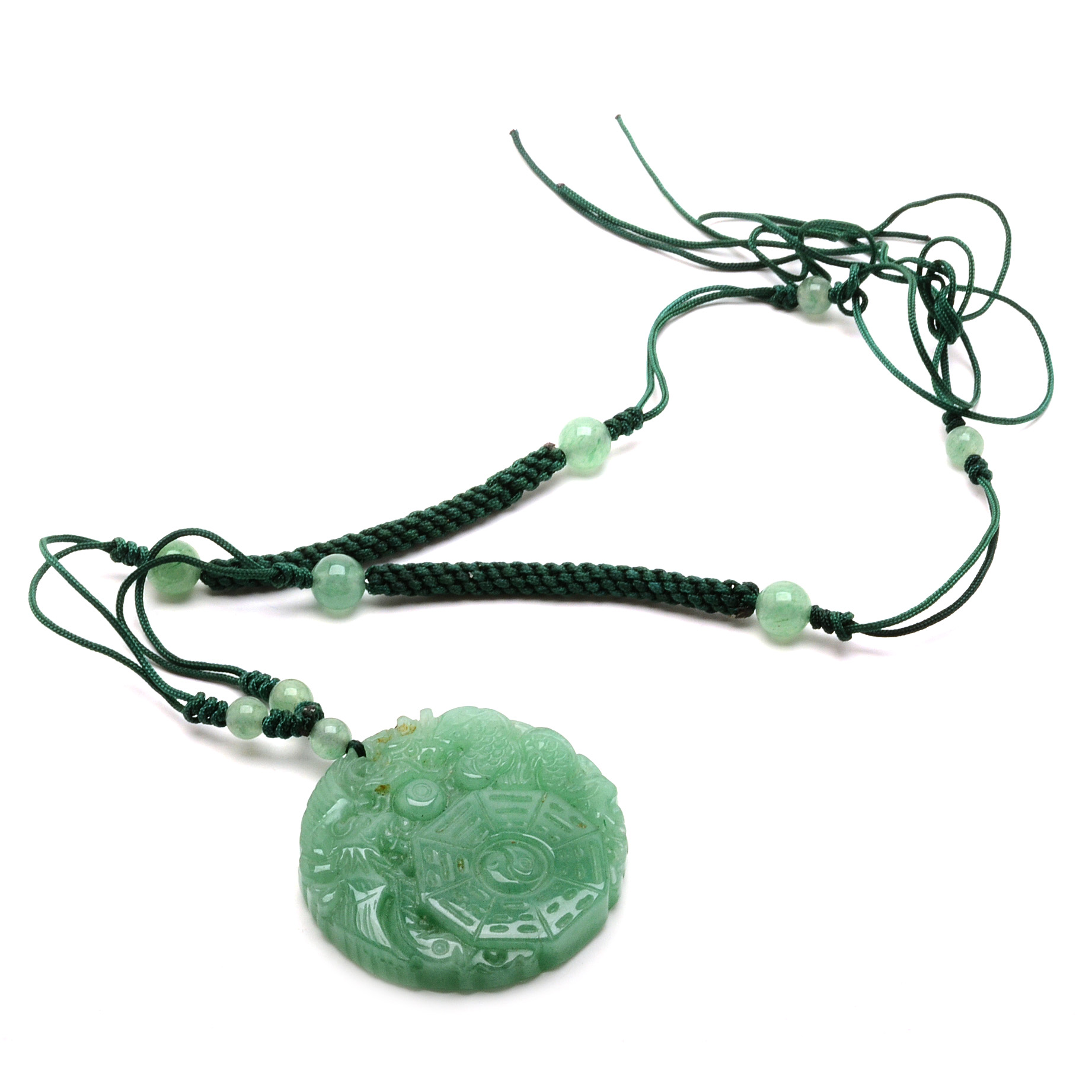 Chinese Aventurine Quartz Carved and Beaded Necklace