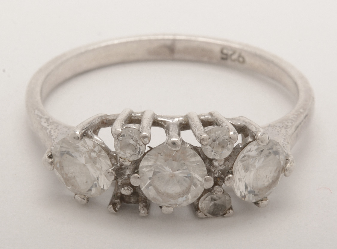 Sterling Silver Bracelet and Rings With Crystal Enhancements