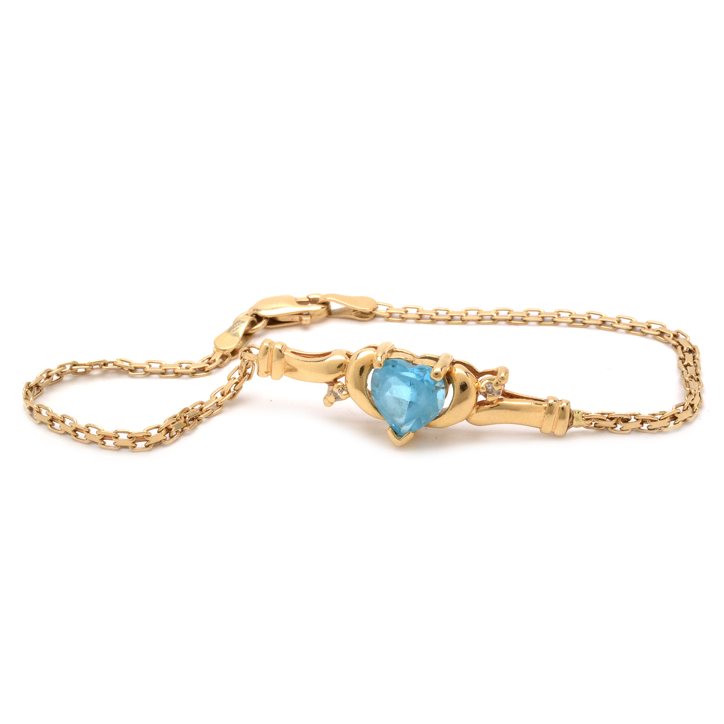 14K Yellow Gold Blue Topaz Bracelet