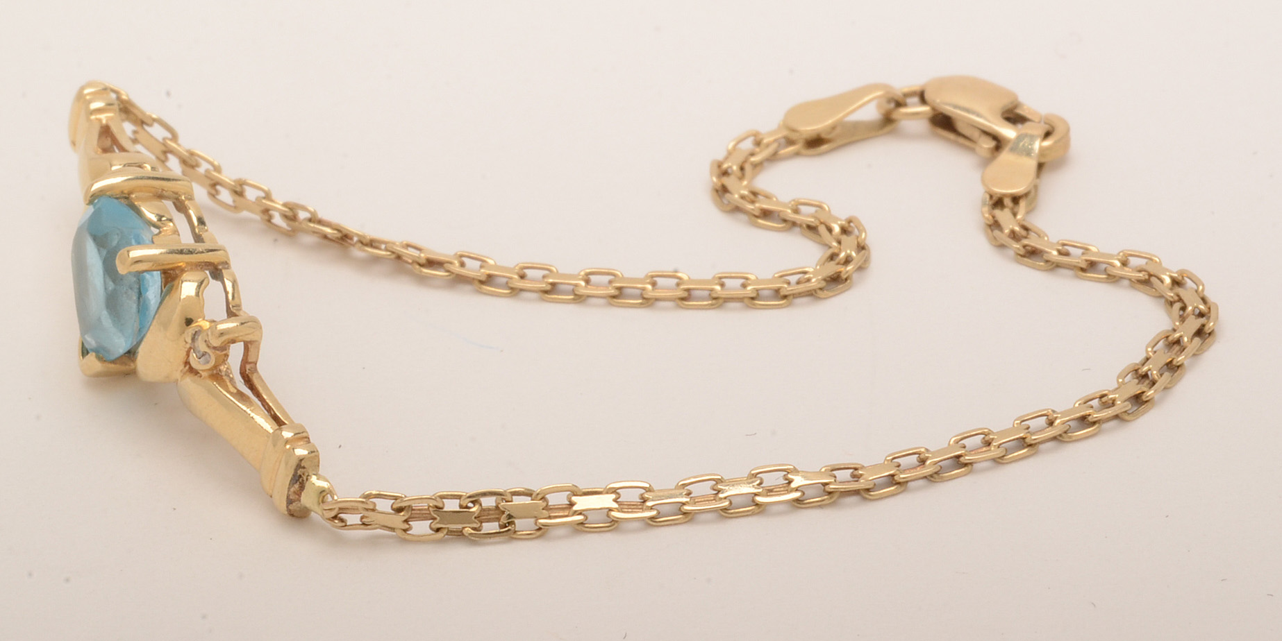 14K Yellow Gold Blue Topaz Bracelet