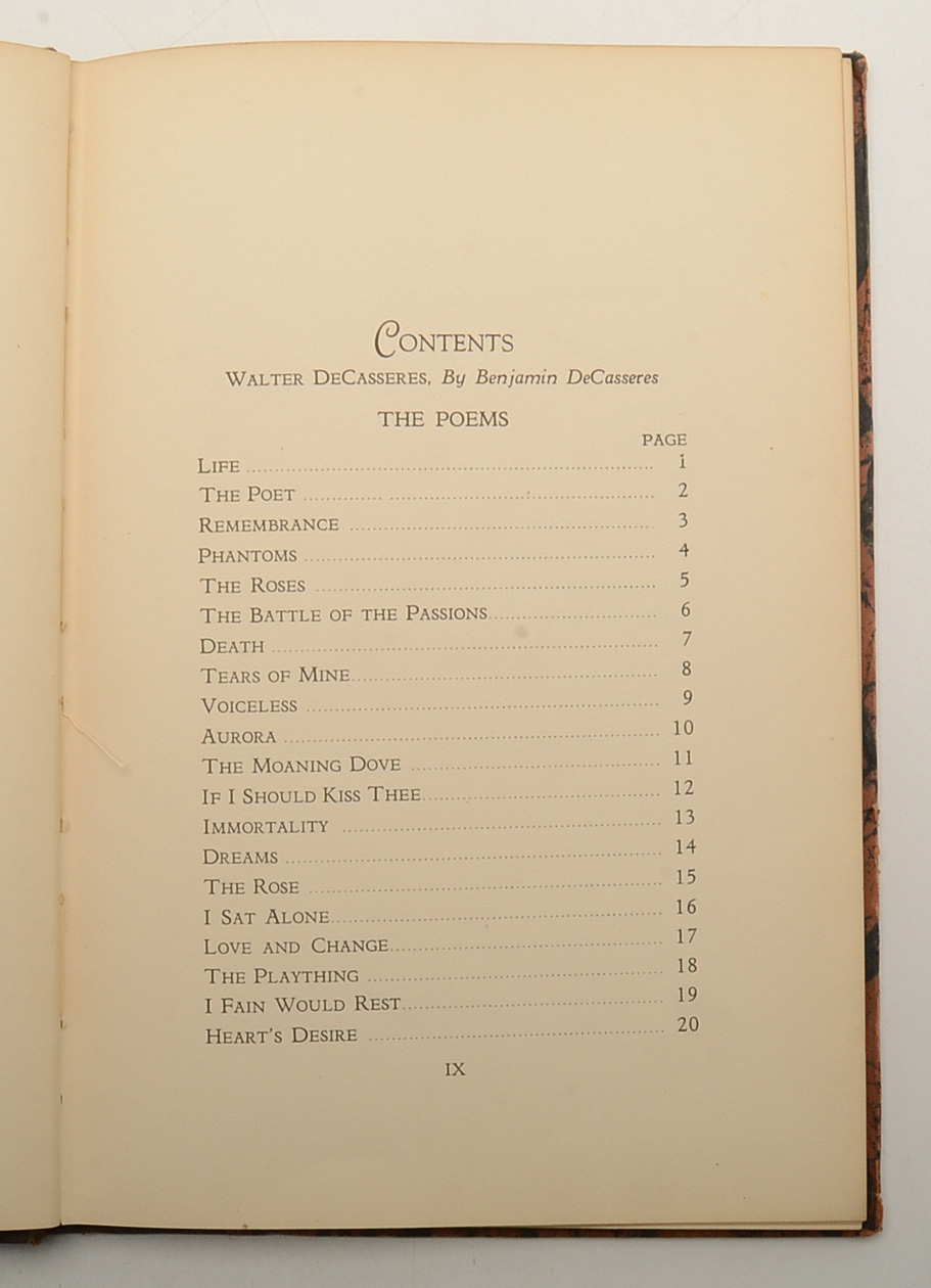 1926 First Edition "The Sublime Boy: Poems of Walter DeCasseres"