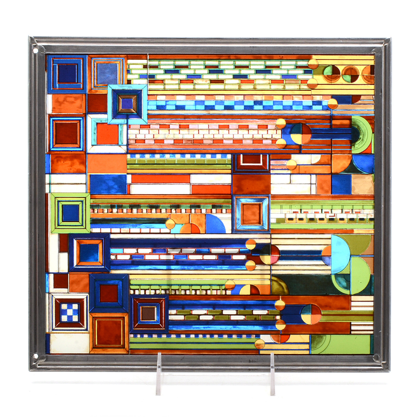 Frank Lloyd Wright Reproduction "Saguaro Form and Cactus Flower" Glass Panel