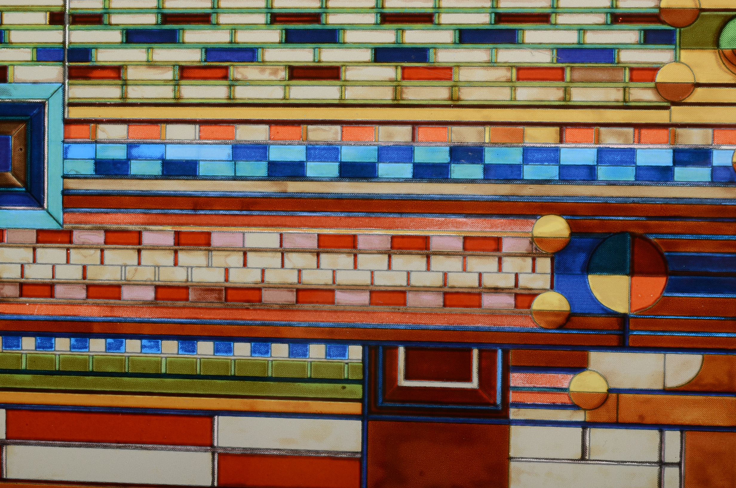 Frank Lloyd Wright Reproduction "Saguaro Form and Cactus Flower" Glass Panel