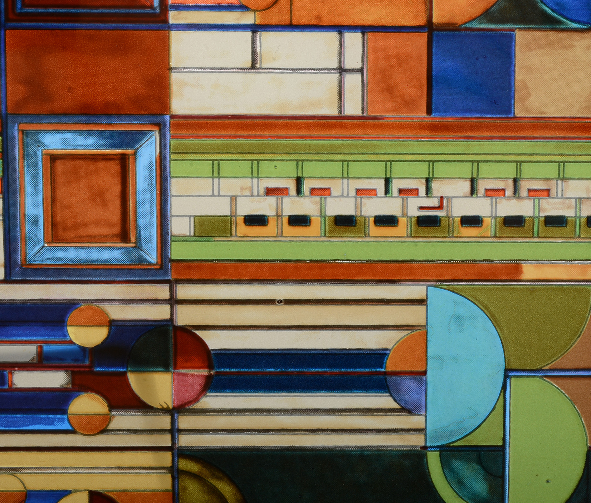 Frank Lloyd Wright Reproduction "Saguaro Form and Cactus Flower" Glass Panel