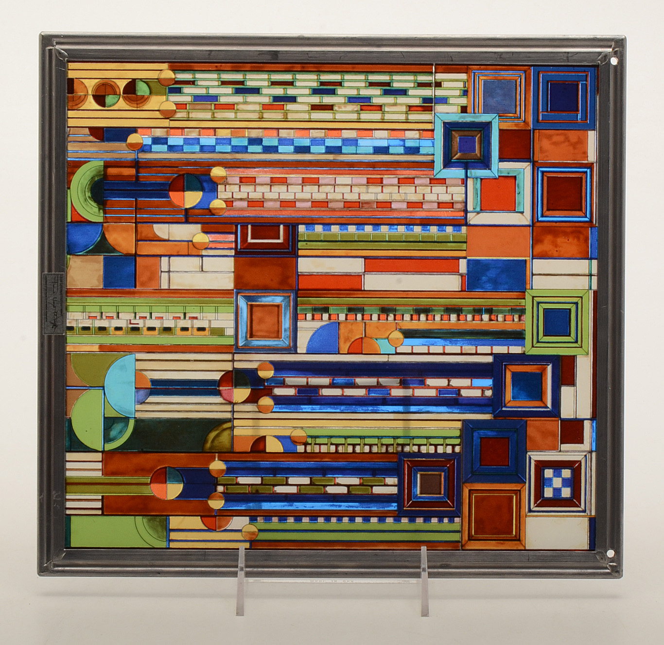 Frank Lloyd Wright Reproduction "Saguaro Form and Cactus Flower" Glass Panel