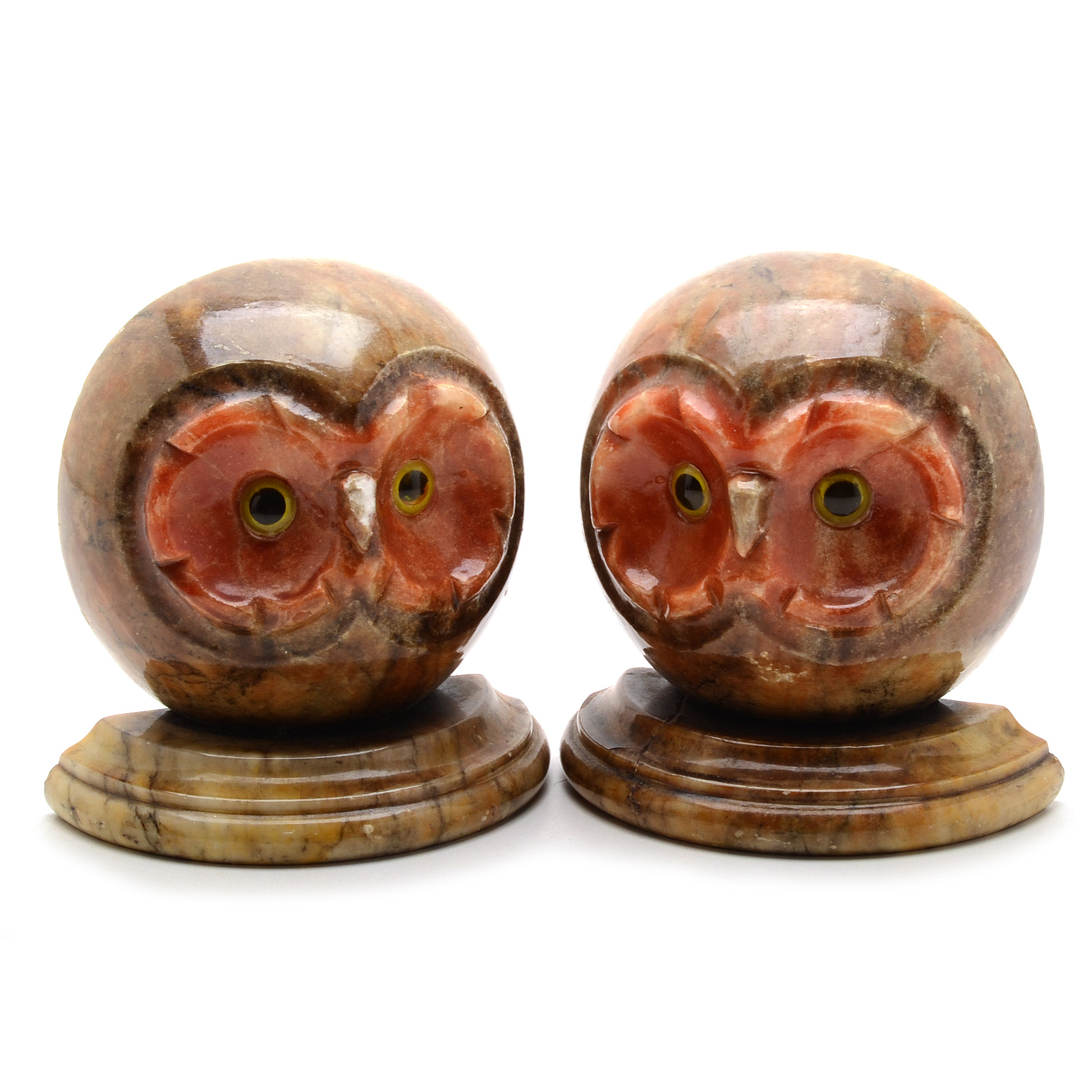 Italian Alabaster Owl Bookends