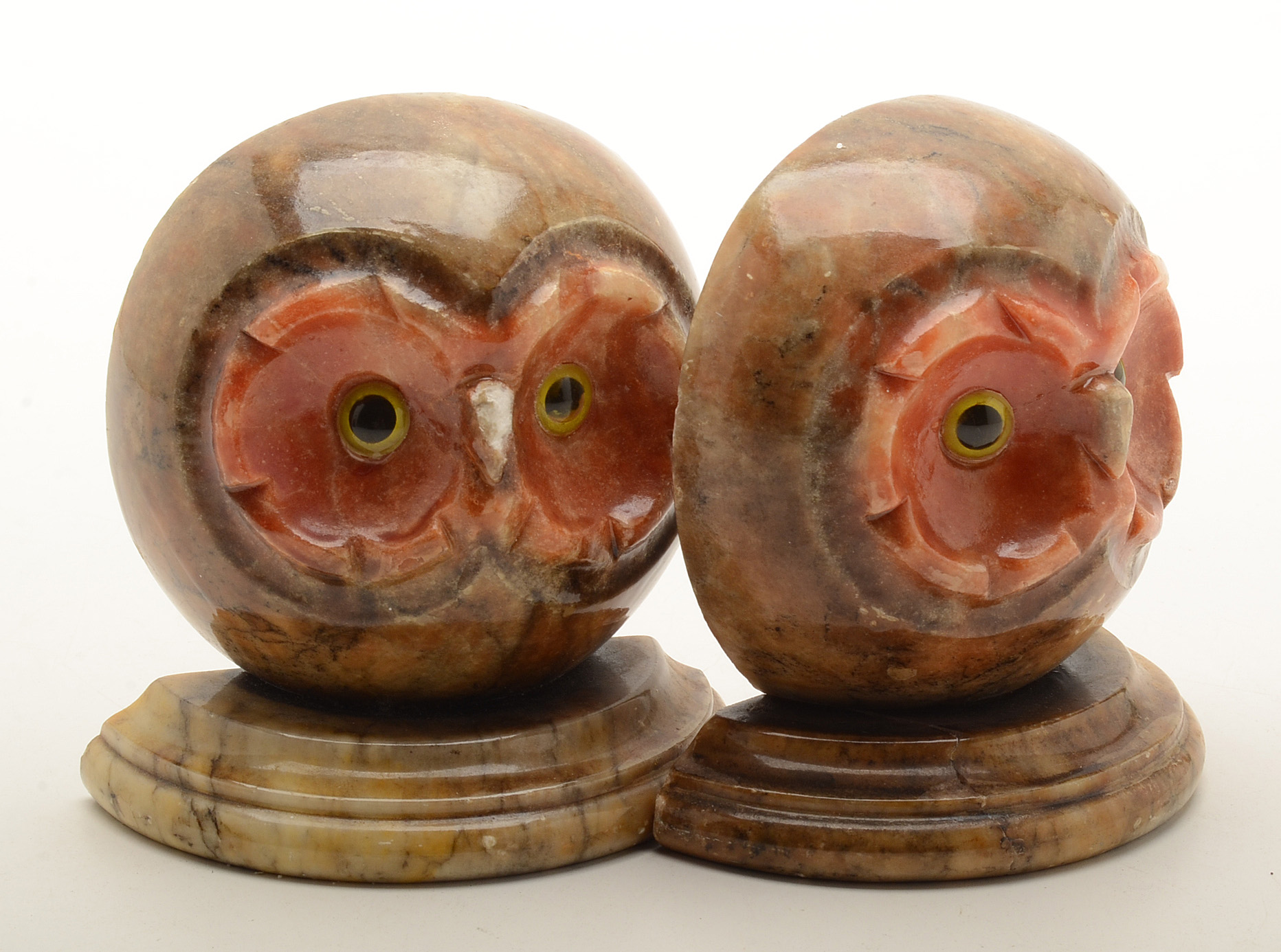 Italian Alabaster Owl Bookends