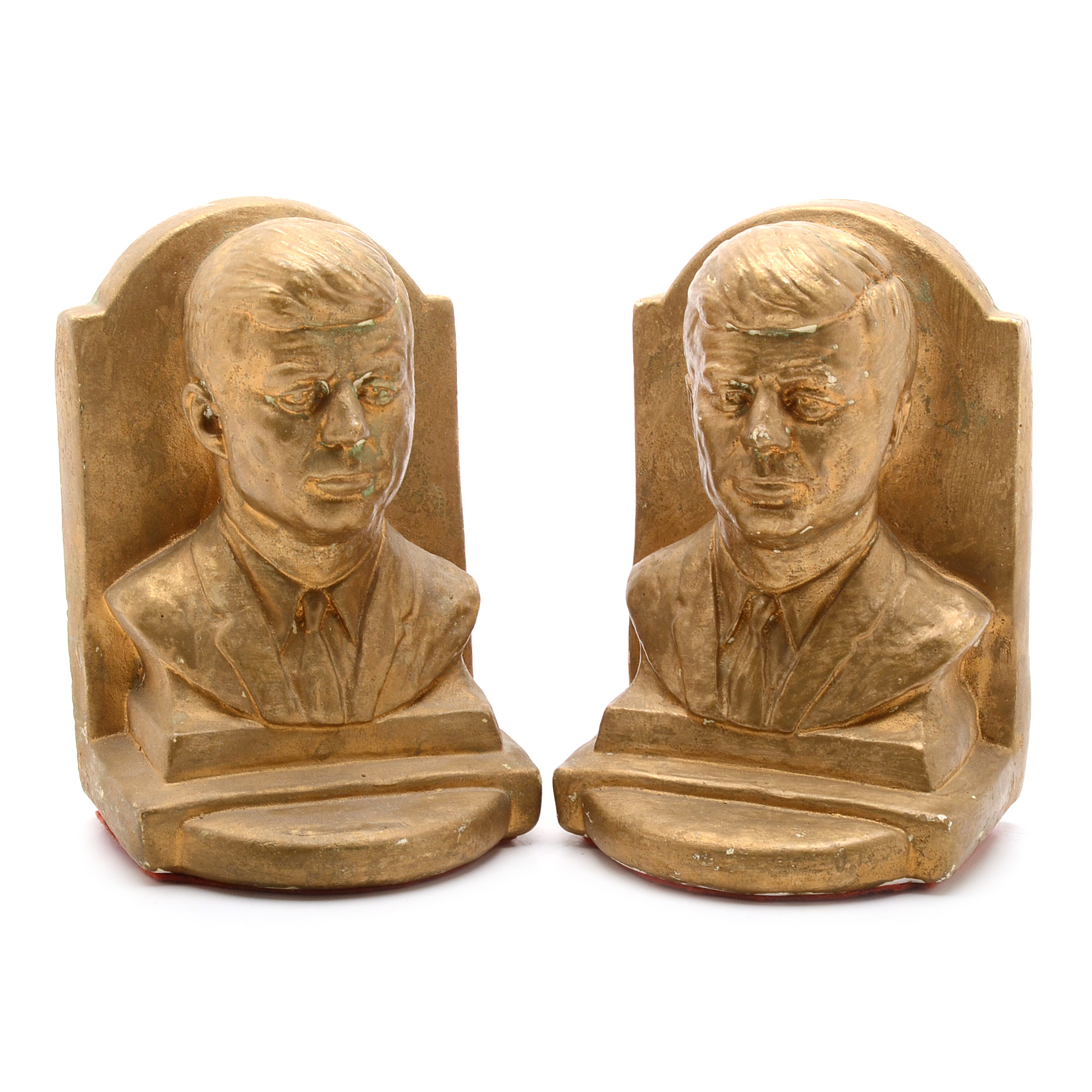 Cast Plaster John F. Kennedy Bust Bookends