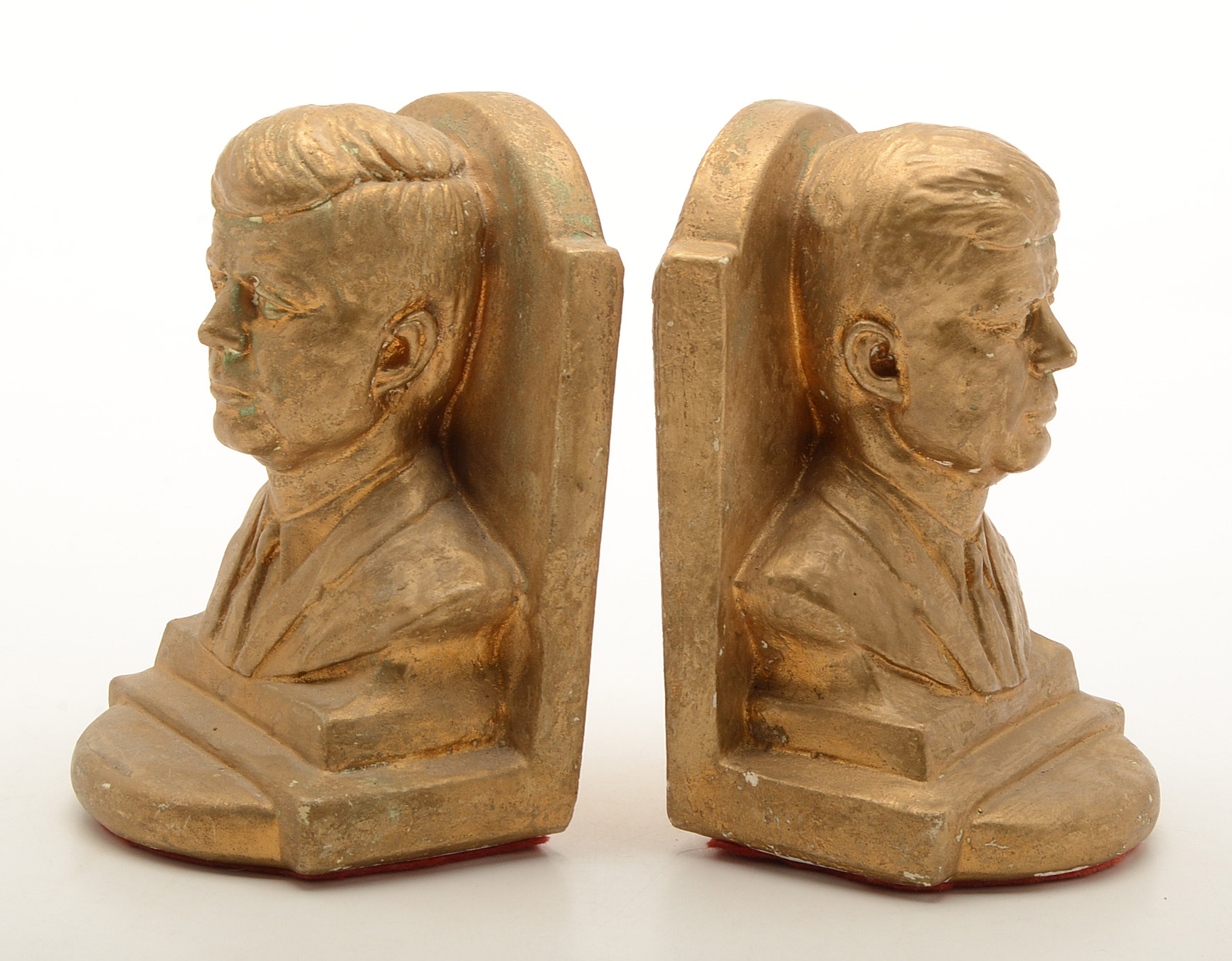 Cast Plaster John F. Kennedy Bust Bookends