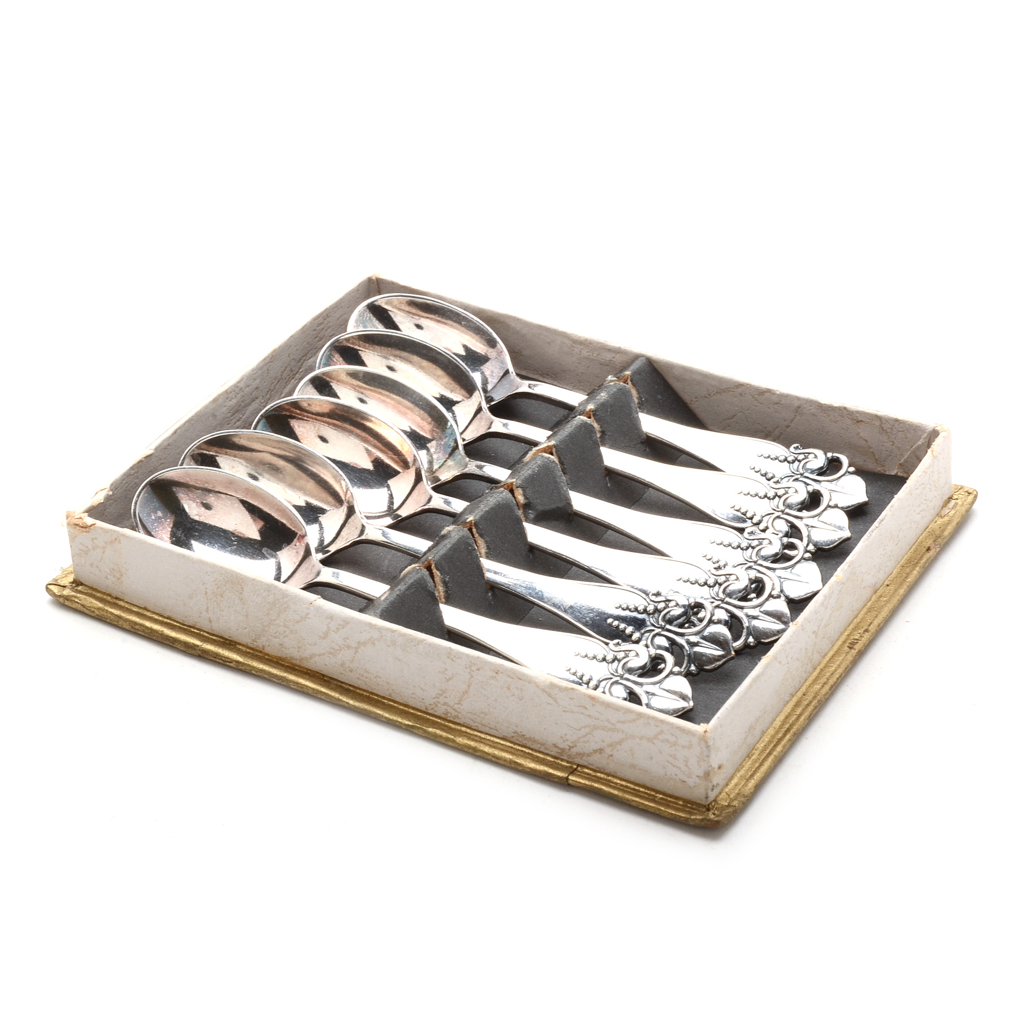 Six Meka Danish Silver Tone Demitasse Spoons