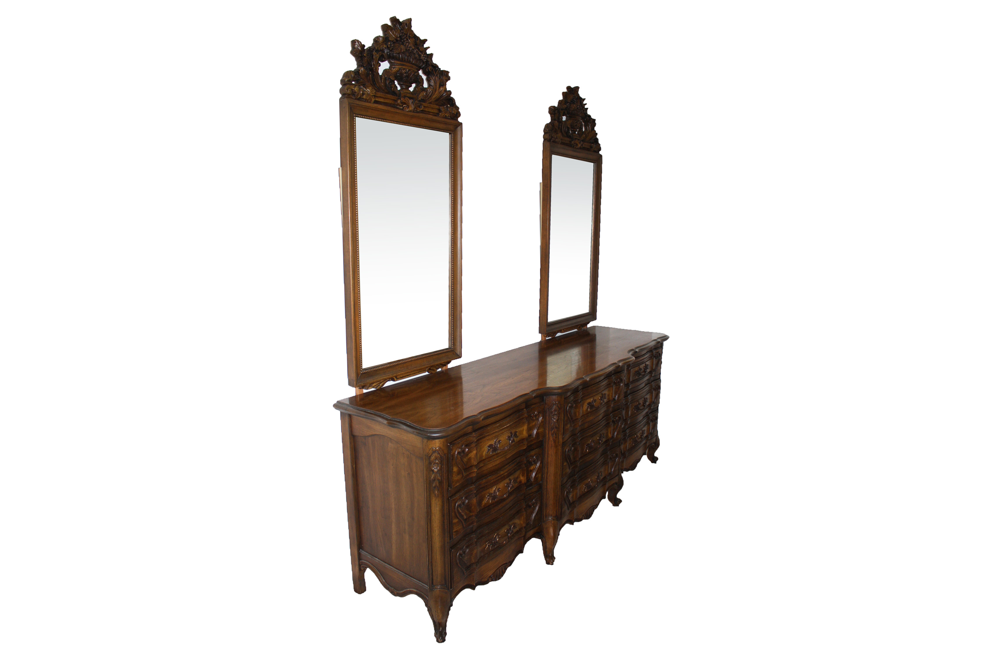Vintage Louis XV Style Dresser with Mirrors by Stanley Furniture