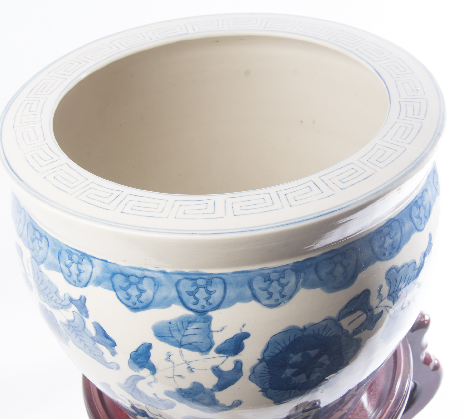 Chinese Blue and White Ceramic Planter with Stand