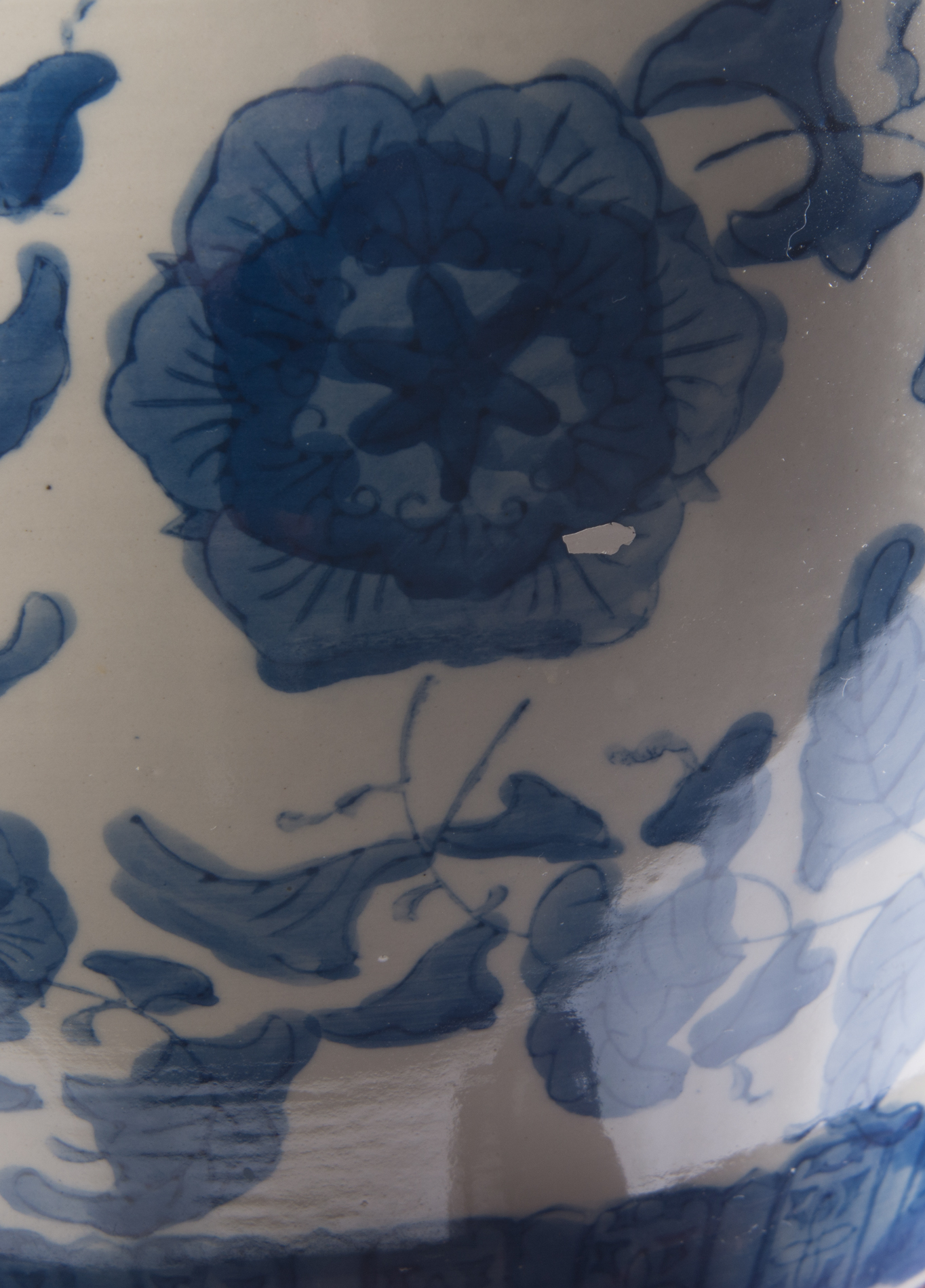 Chinese Blue and White Ceramic Planter with Stand