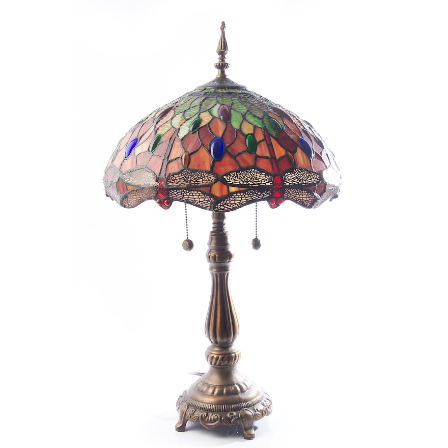 Dale Tiffany Stained Glass Dragonfly Lamp