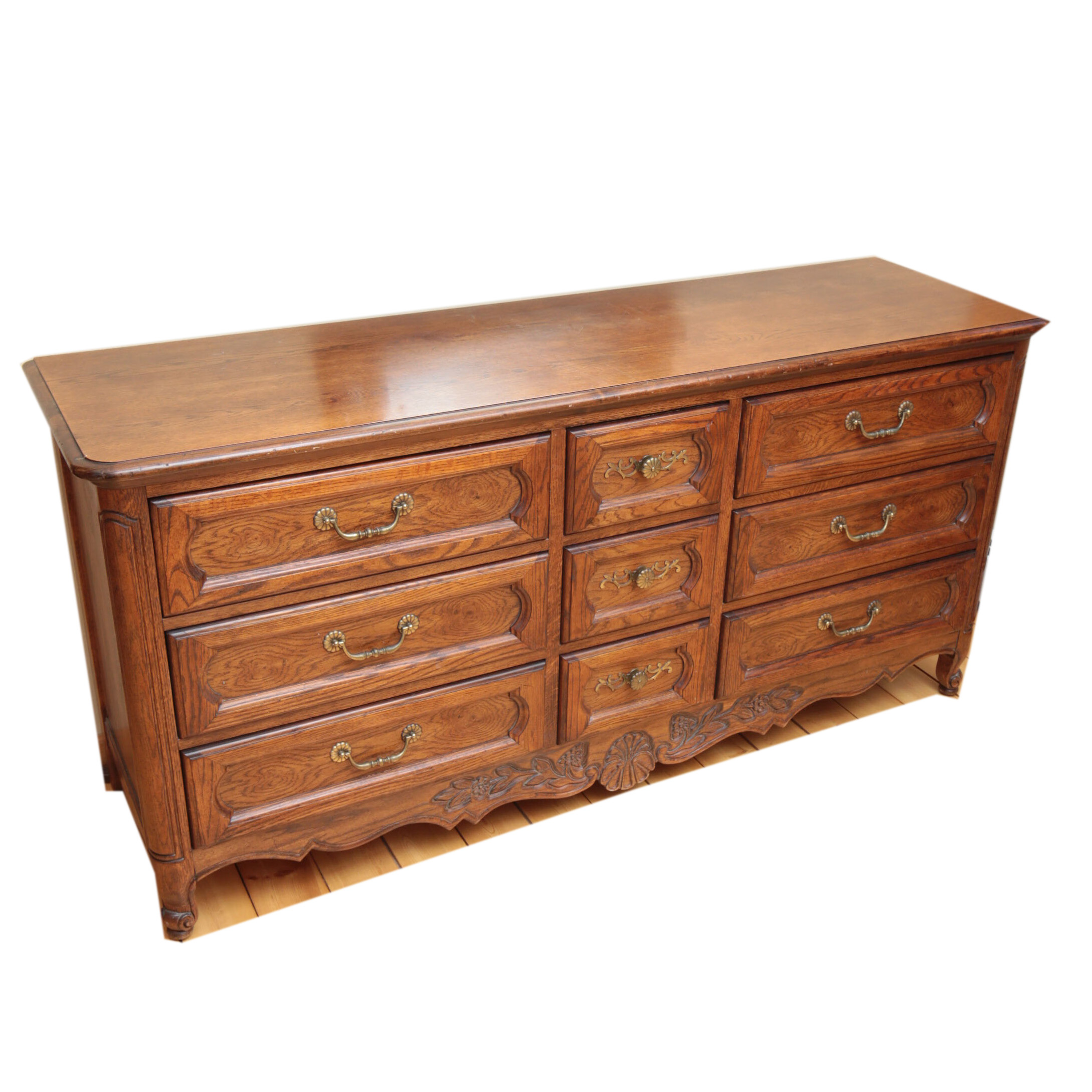 Vintage French Provincial Style Oak Dresser by Hickory Manufacturing Co.
