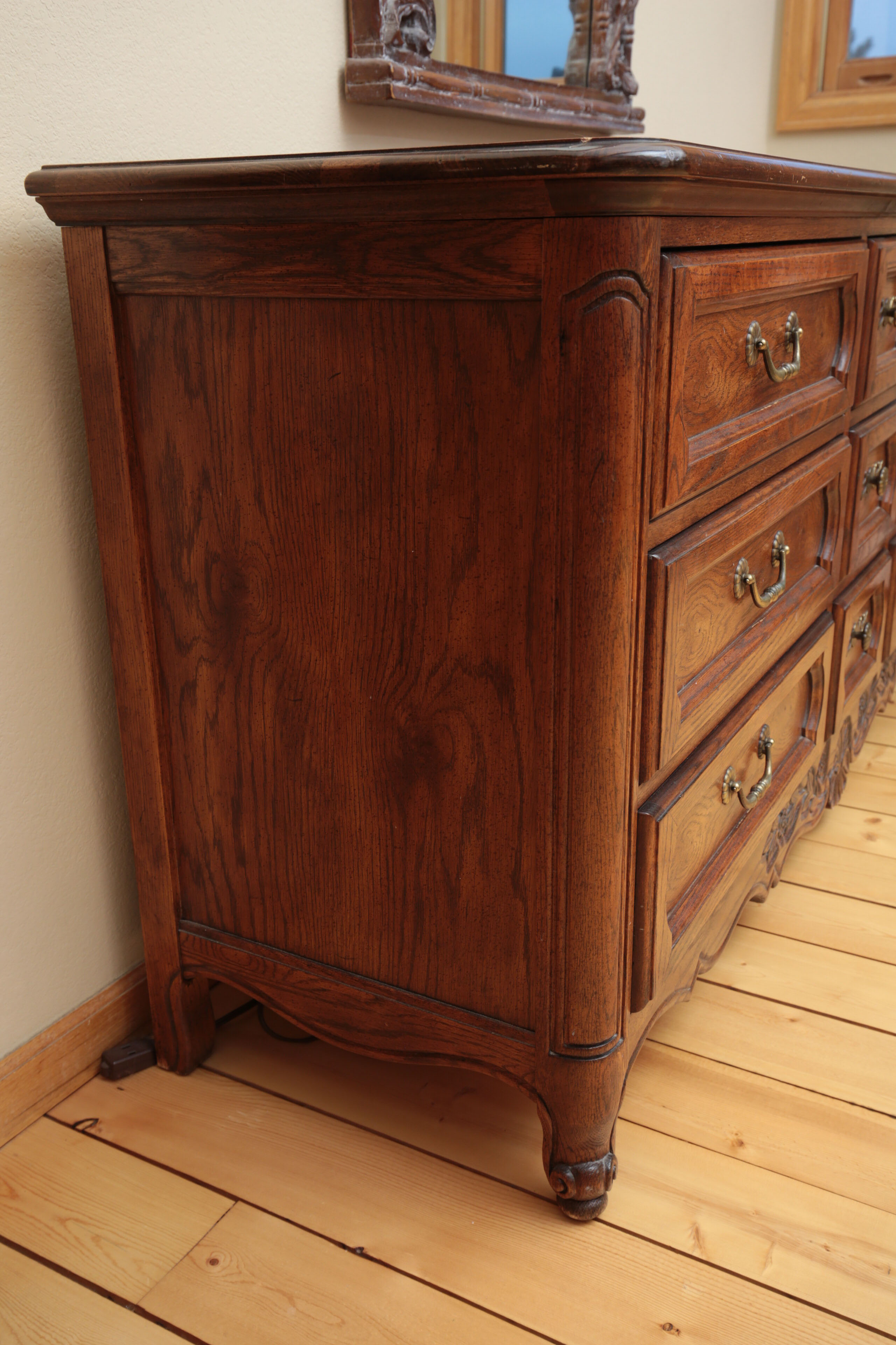 Vintage French Provincial Style Oak Dresser by Hickory Manufacturing Co.