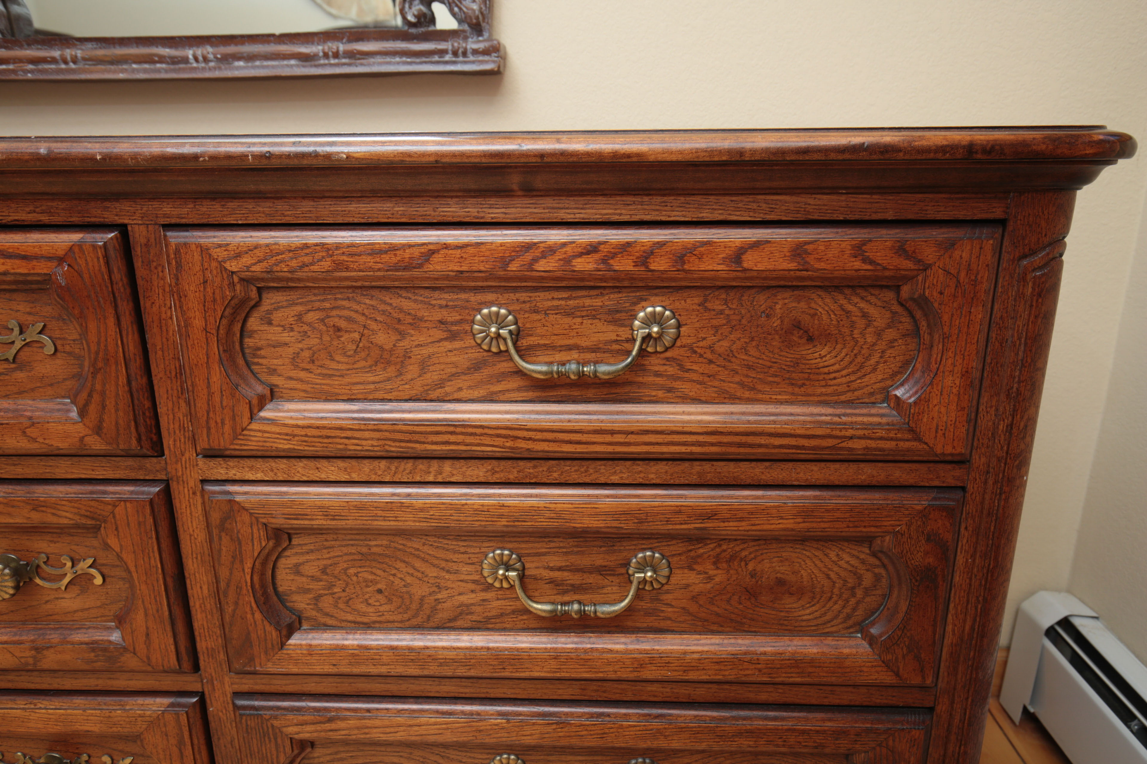 Vintage French Provincial Style Oak Dresser by Hickory Manufacturing Co.